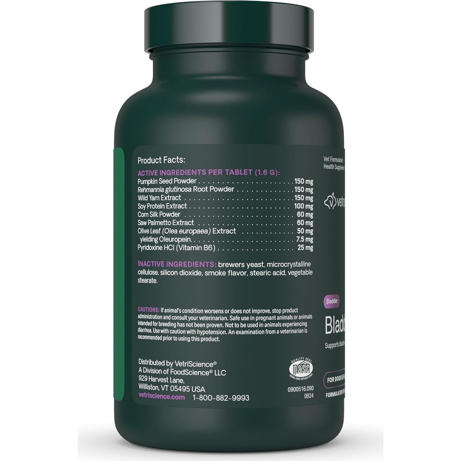 Tabletas Masticables VetriScience para Control de Vejiga Canina 90 Unidades