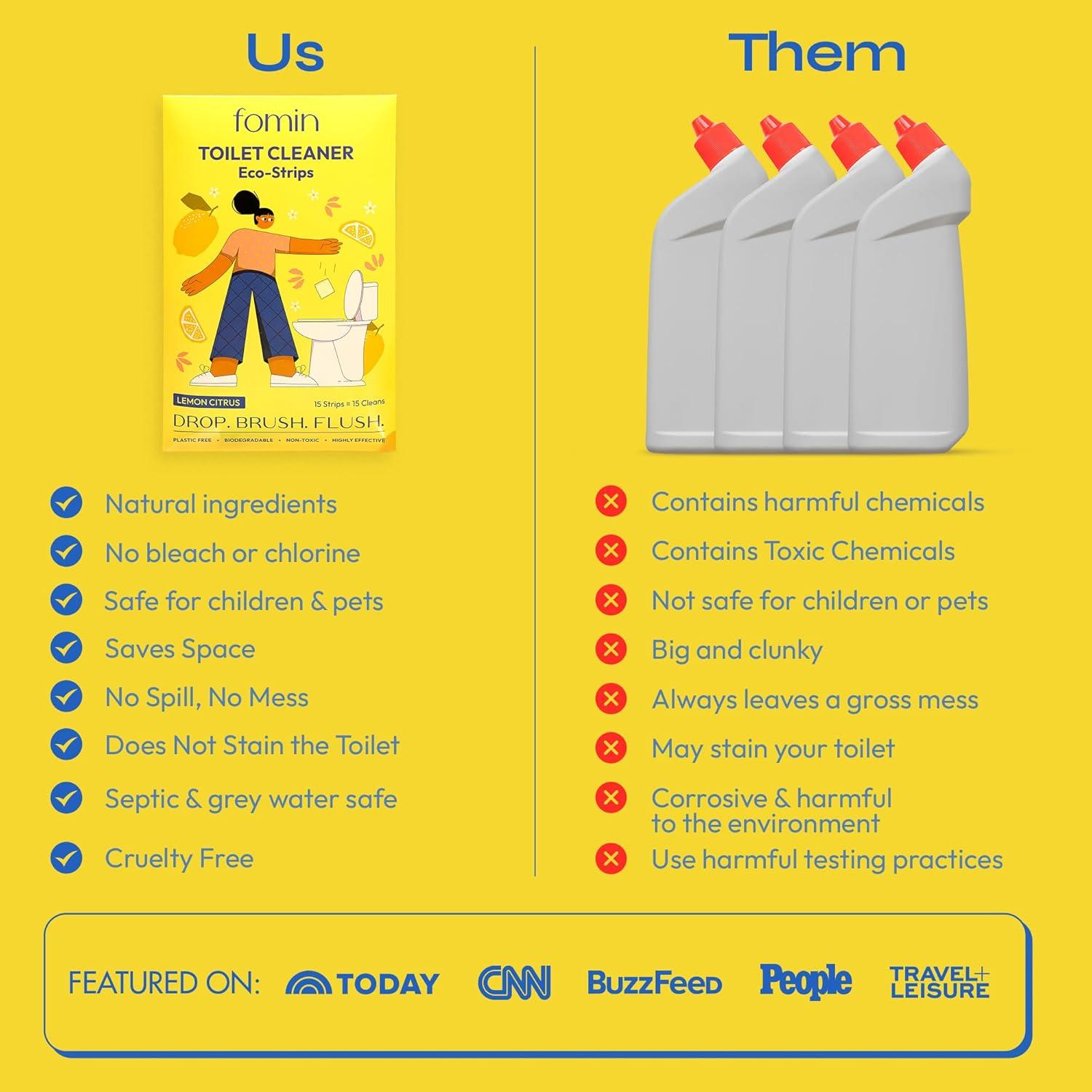 Tiras Limpiadoras de Inodoro Fomin - 135 Unidades - Ecológicas