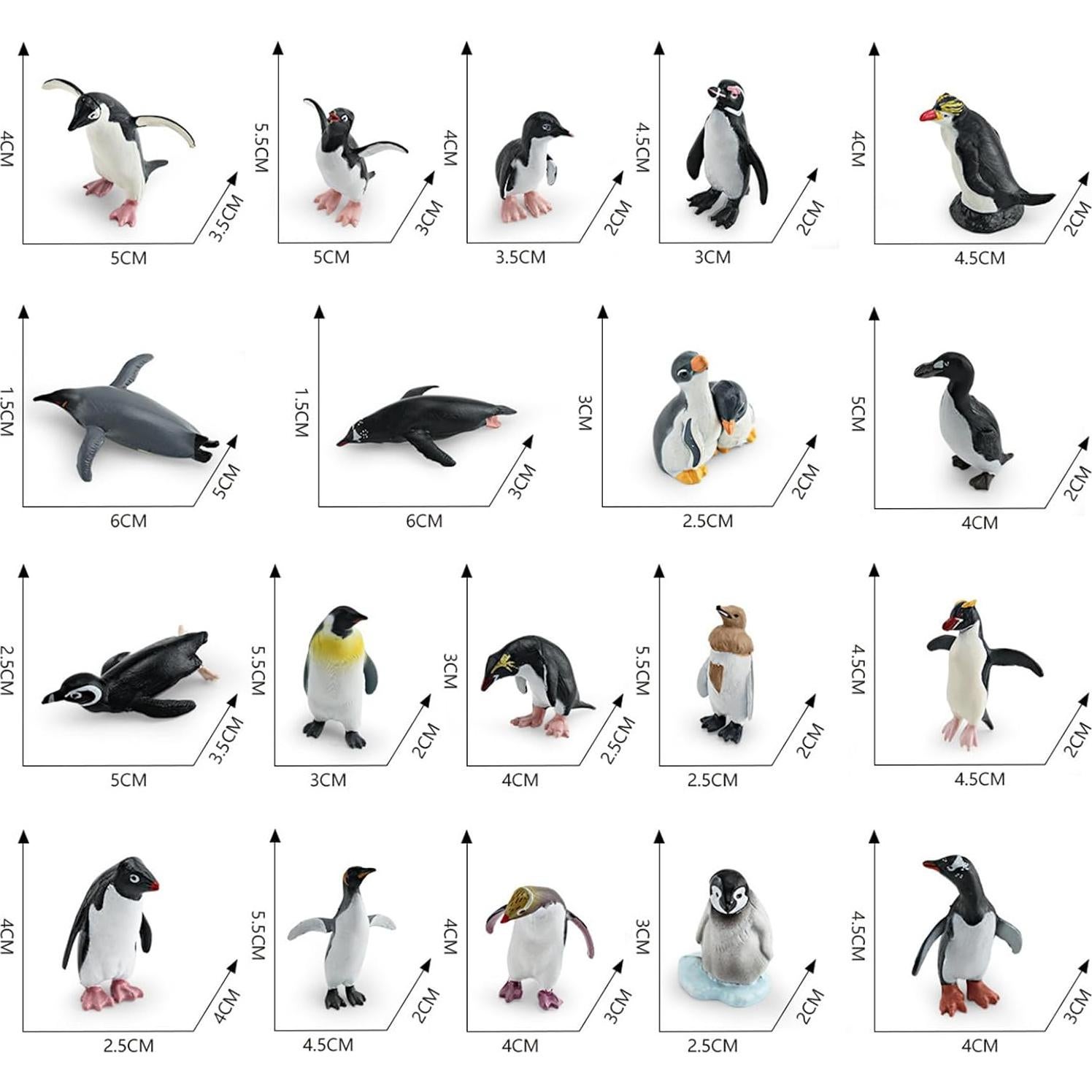 Conjunto 19 Figuras de Pingüinos ONEST Juguetes Realistas
