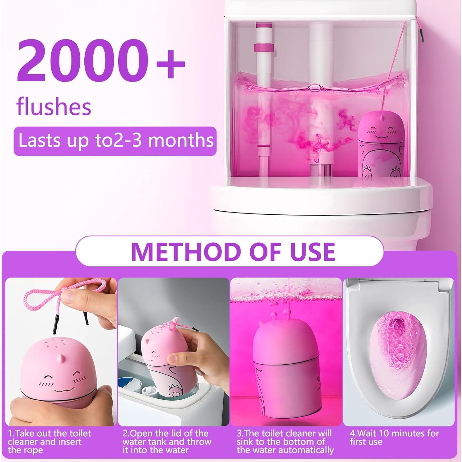 Limpiador de Inodoro Rilafuvu Dinosaurio Rosa Automático 90 Días