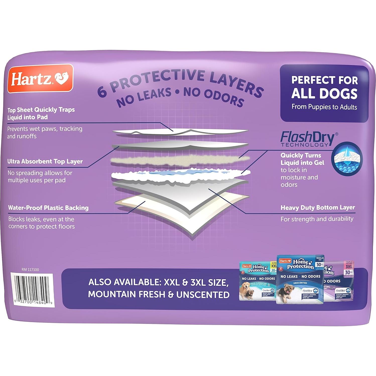 Almohadillas para Perros Hartz Home Protection 100 Unidades Lavanda