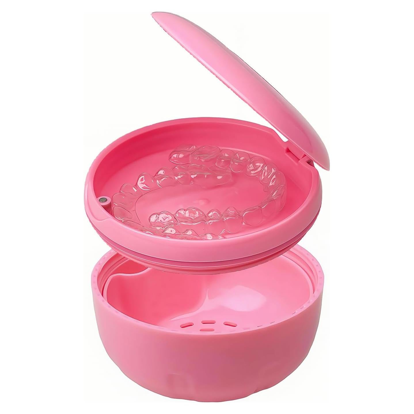 Estuche Limpiador Maoeroral para Retenedores y Dentaduras Rosa