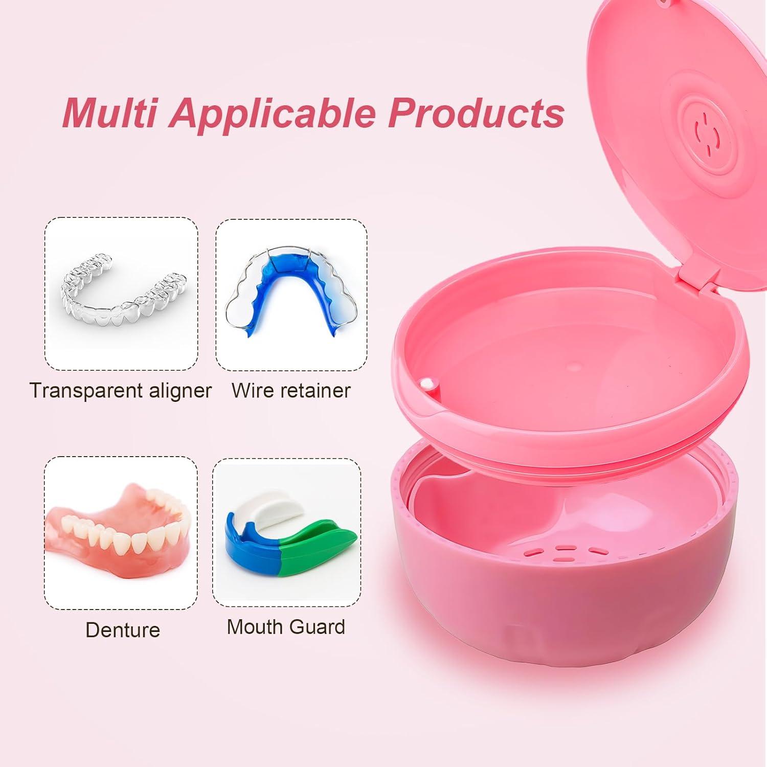 Estuche Limpiador Maoeroral para Retenedores y Dentaduras Rosa