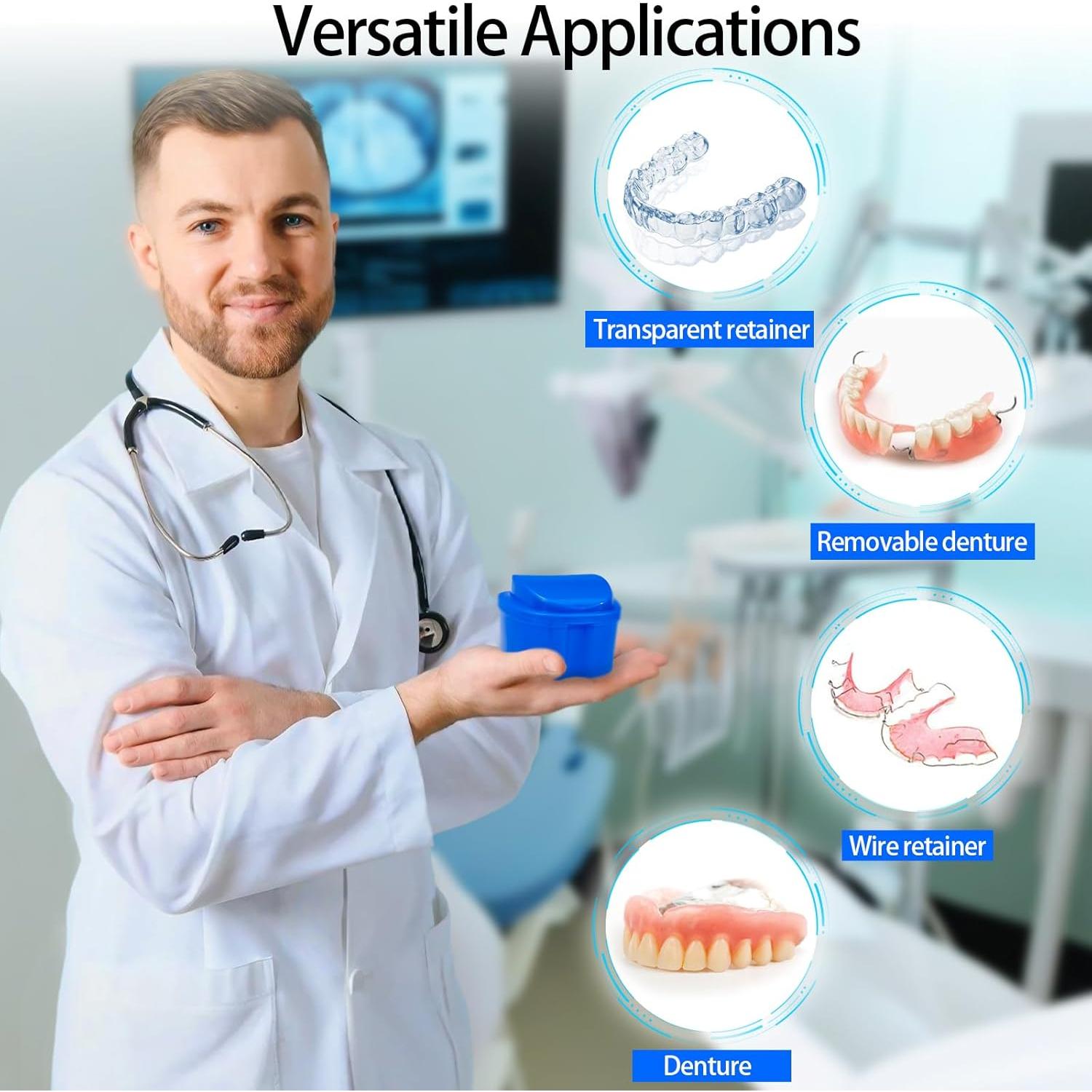 Estuche para Dentaduras EZEELAI con Canasta Drenaje y 2 Cepillos