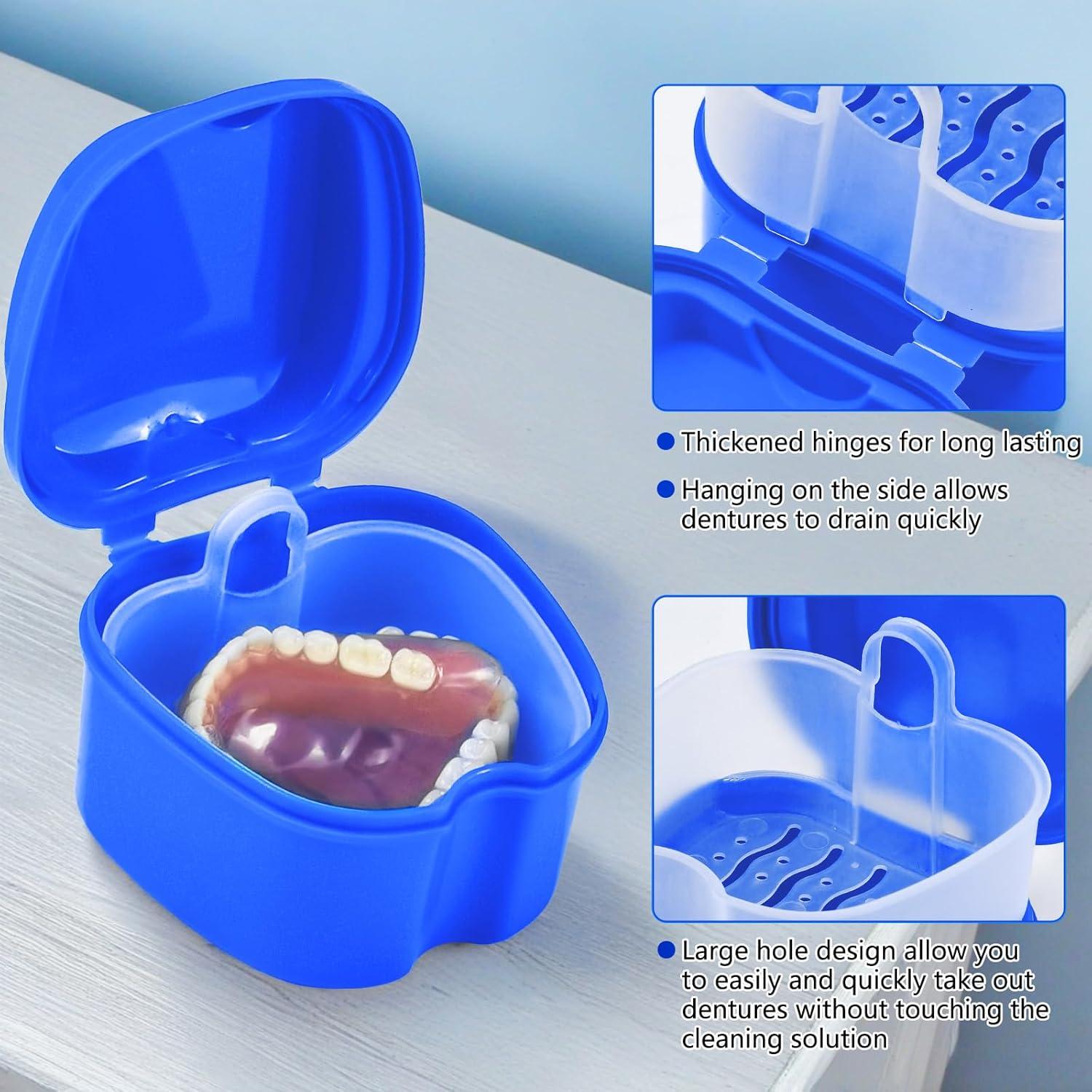 Estuche para Dentaduras EZEELAI con Canasta Drenaje y 2 Cepillos