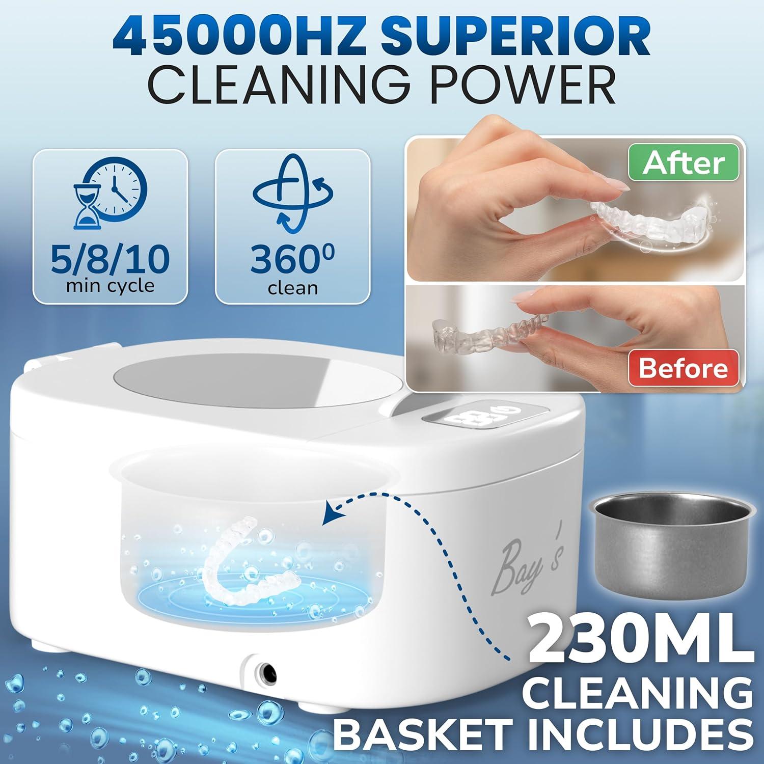 Limpiador Ultrasónico BAY'S 45kHz para Aparatos Dentales 230ml