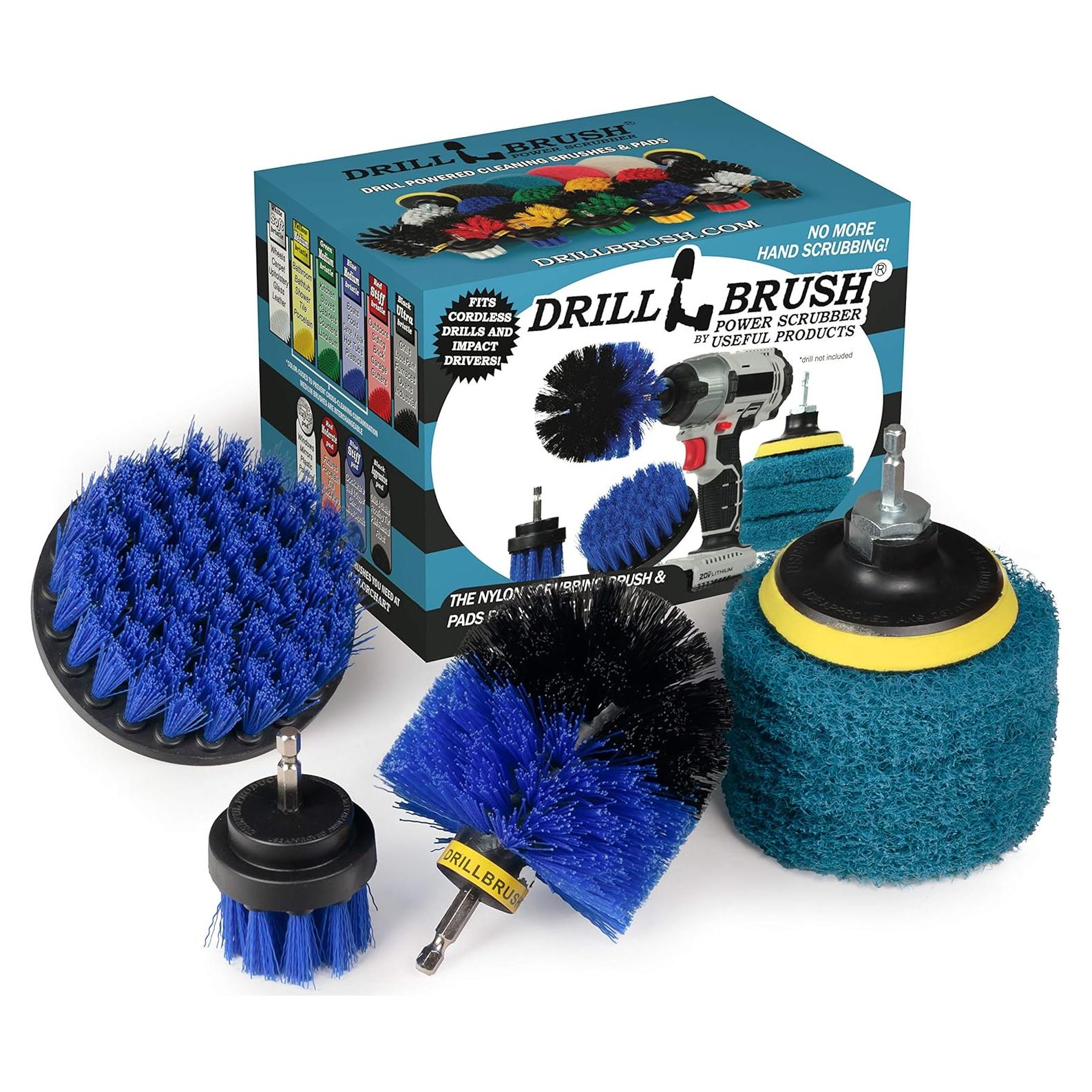 Kit de Limpieza Drillbrush - 3 Cepillos y 3 Almohadillas Azules
