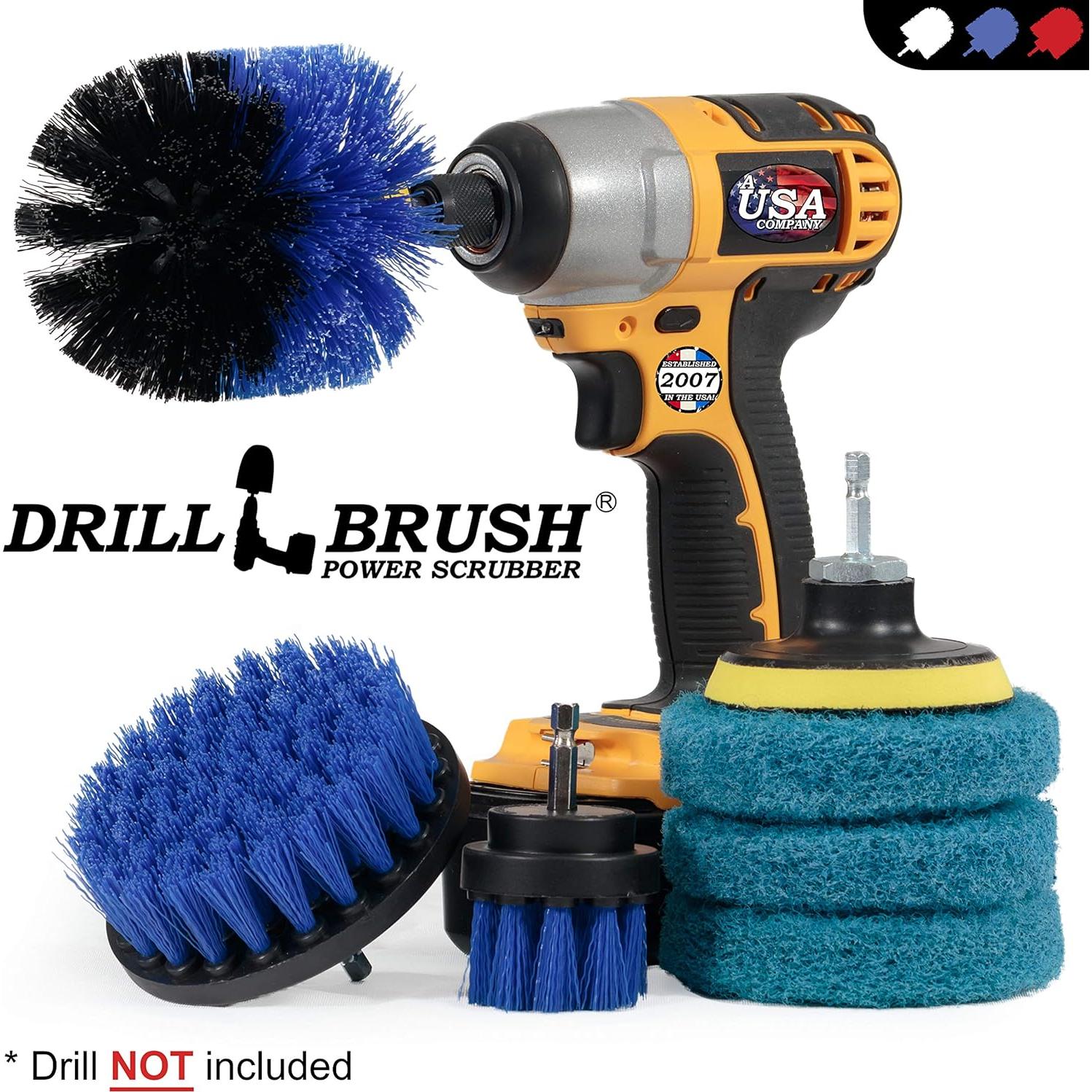 Kit de Limpieza Drillbrush - 3 Cepillos y 3 Almohadillas Azules