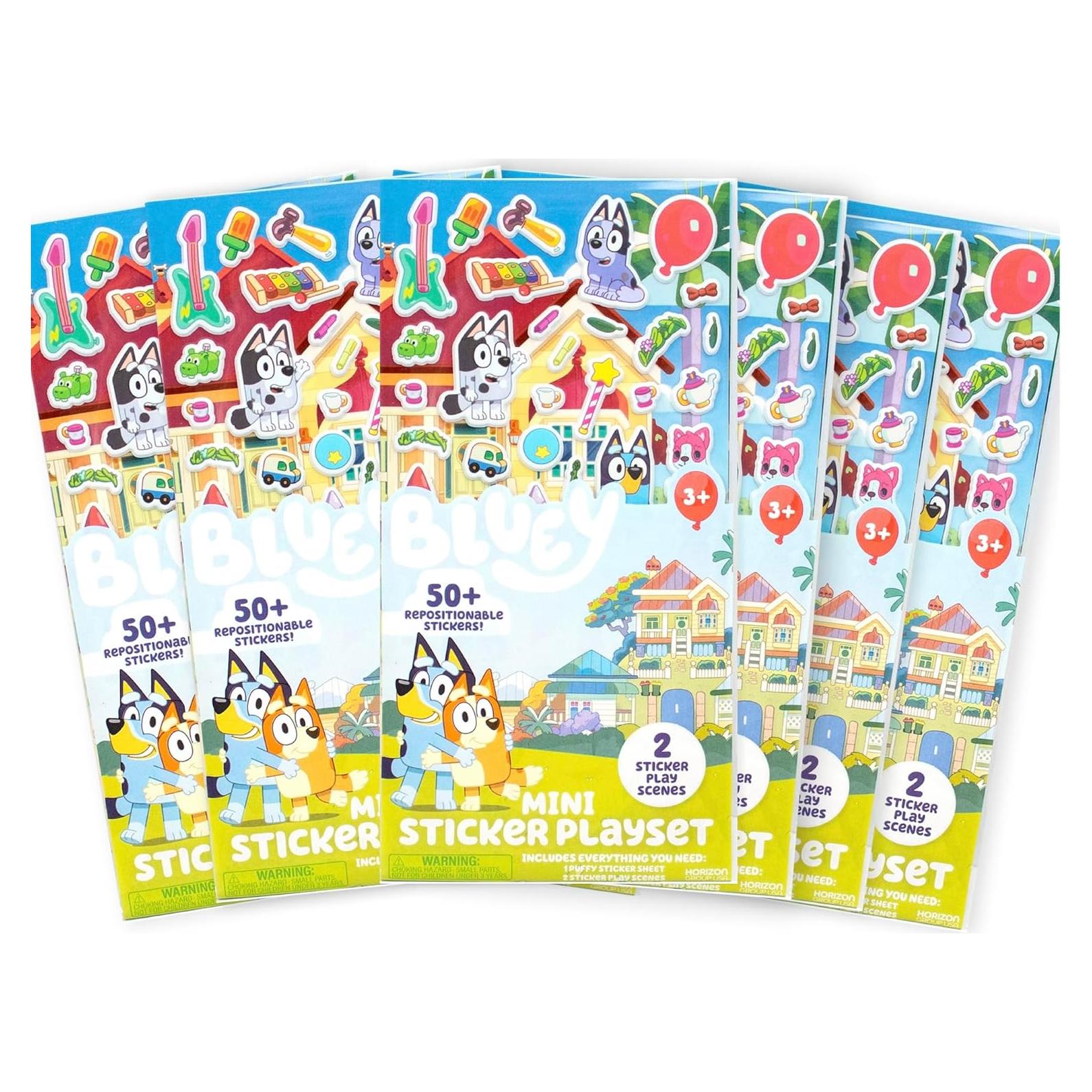 Juego de Stickers Bluey - Paquete de 6, 45 Stickers Reutilizables