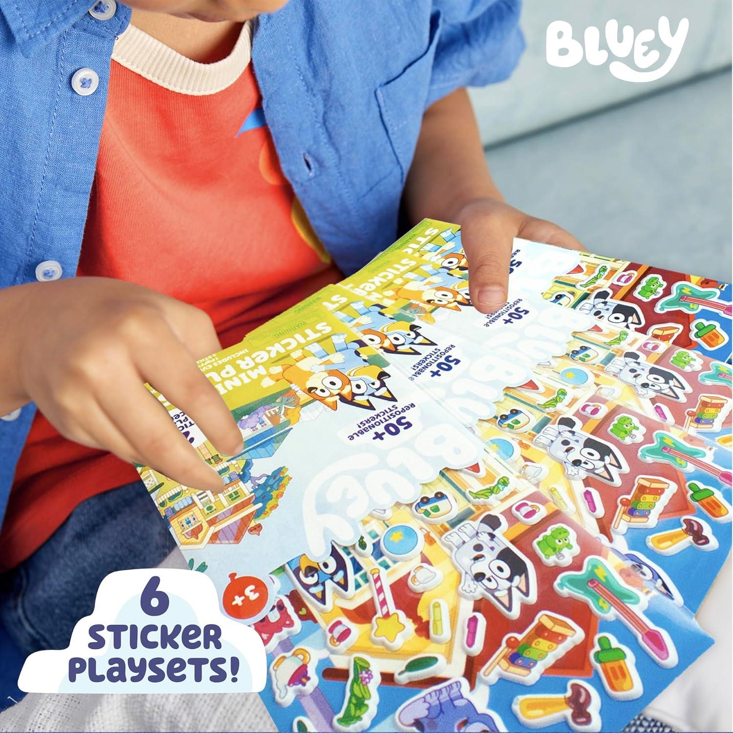 Juego de Stickers Bluey - Paquete de 6, 45 Stickers Reutilizables