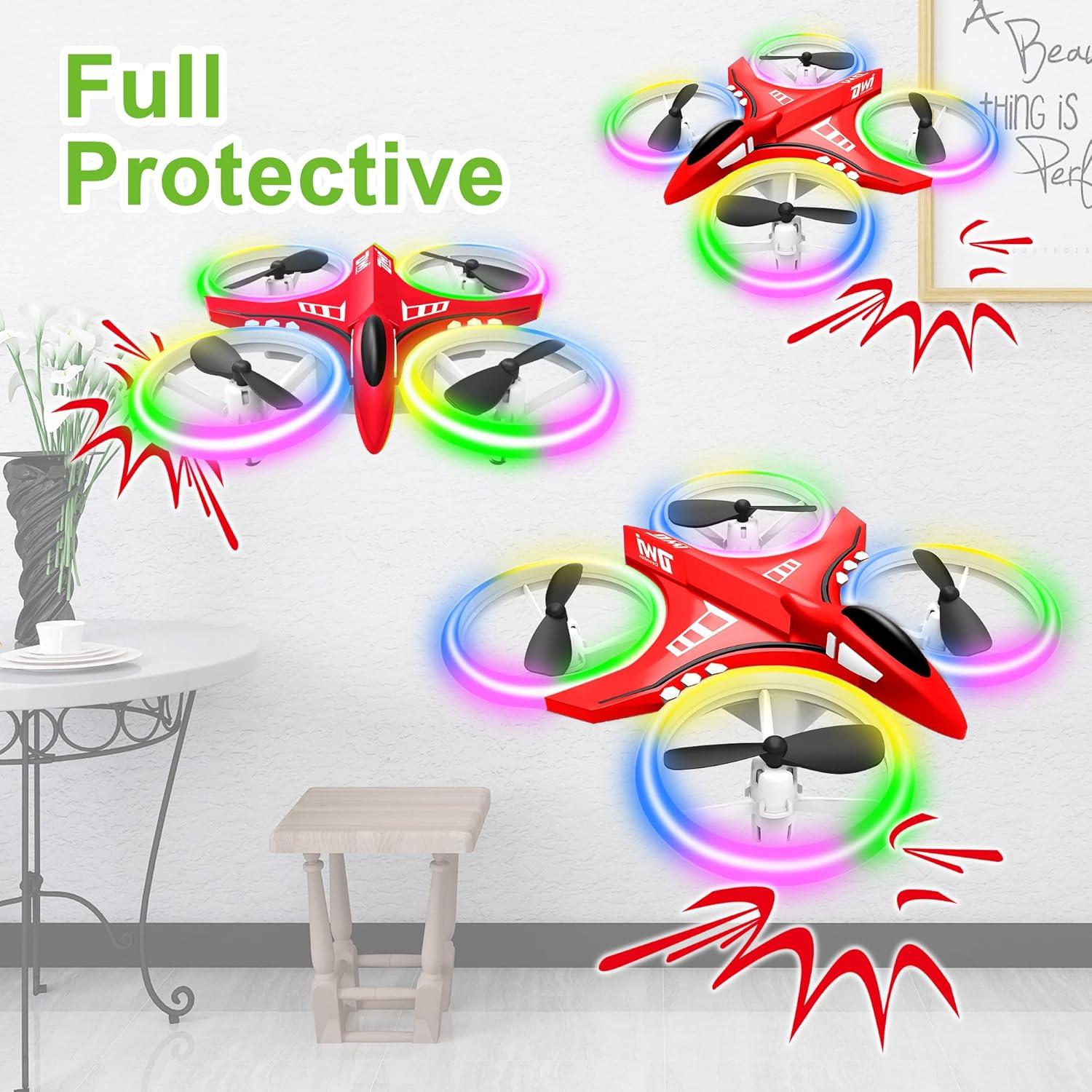 Dron Dwi Dowellin D6 Rojo para Niños con Luces LED