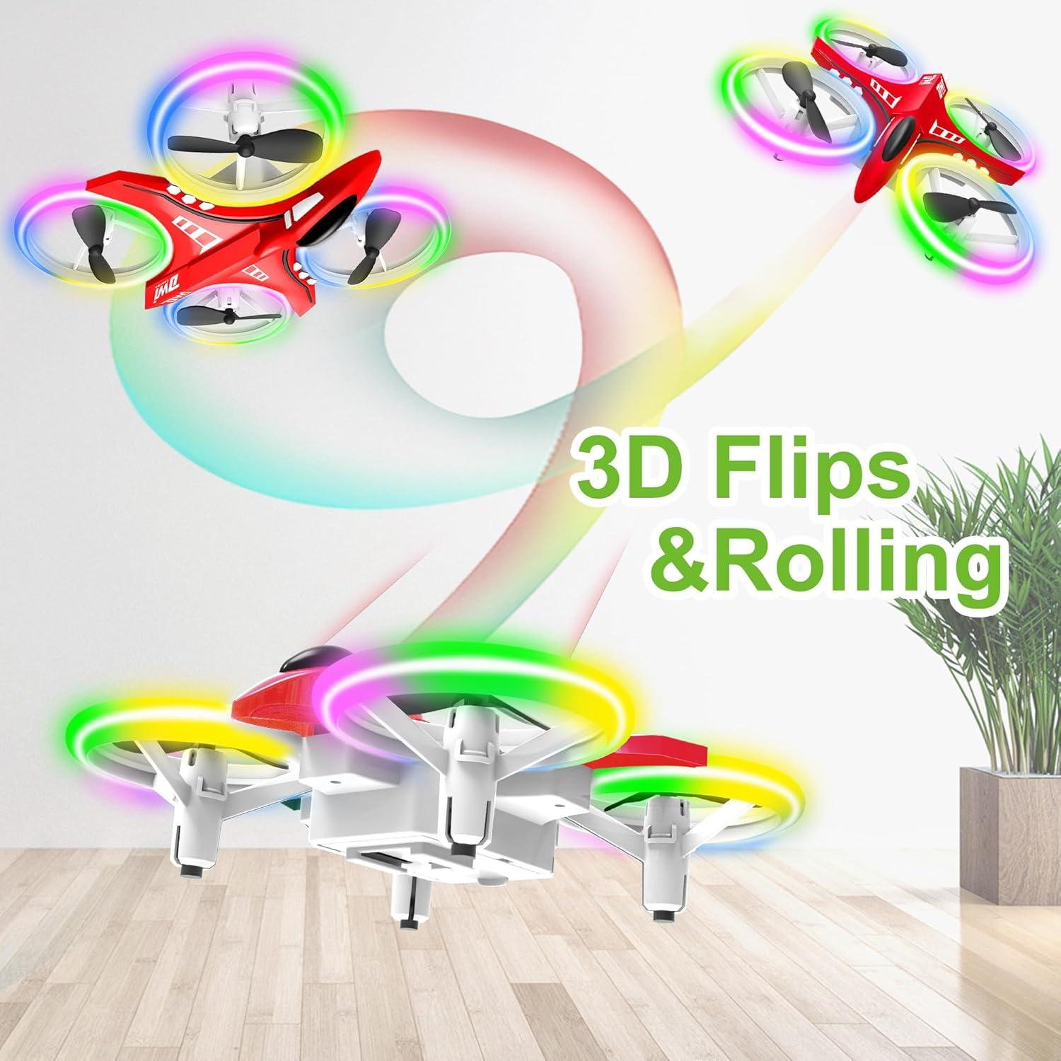 Dron Dwi Dowellin D6 Rojo para Niños con Luces LED