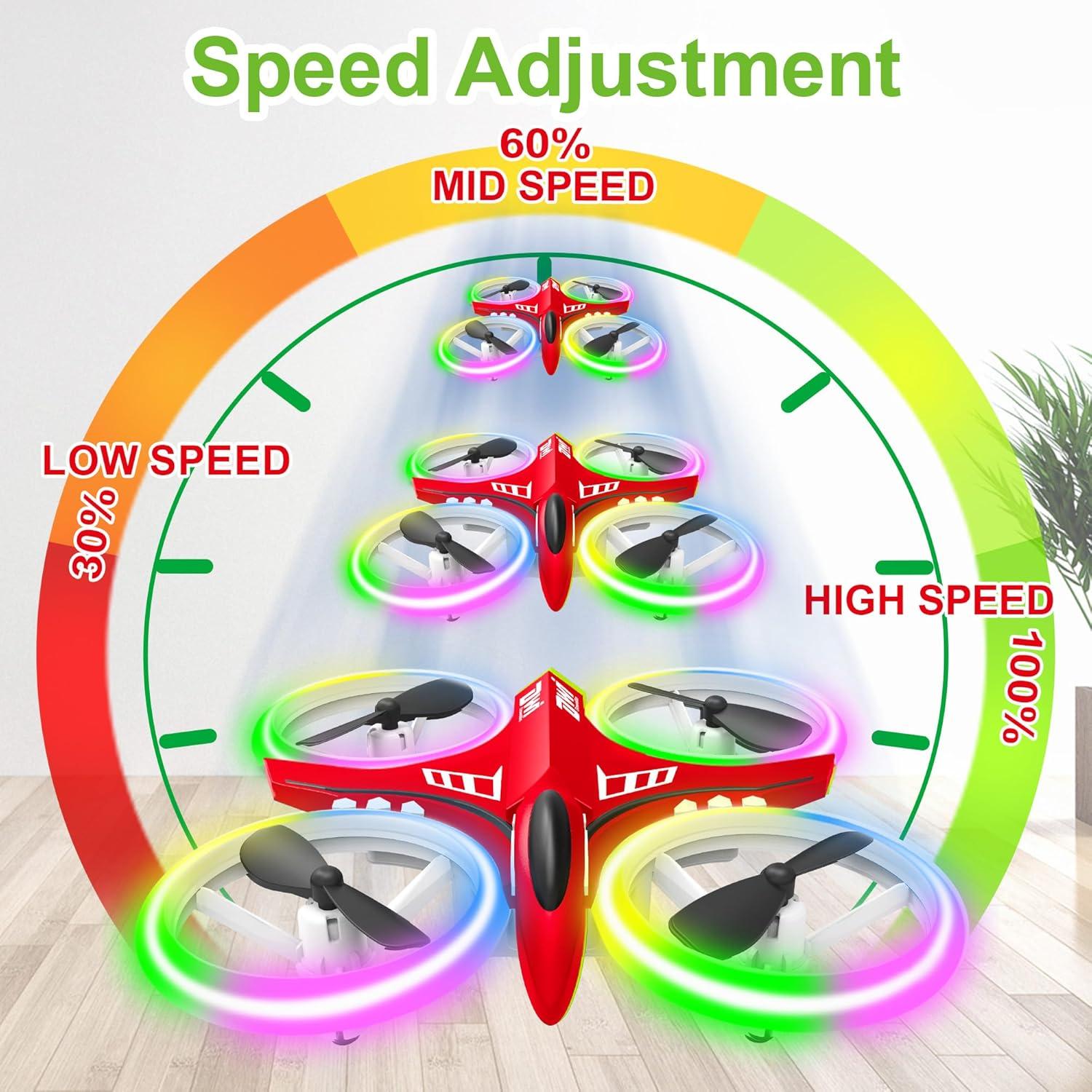 Dron Dwi Dowellin D6 Rojo para Niños con Luces LED