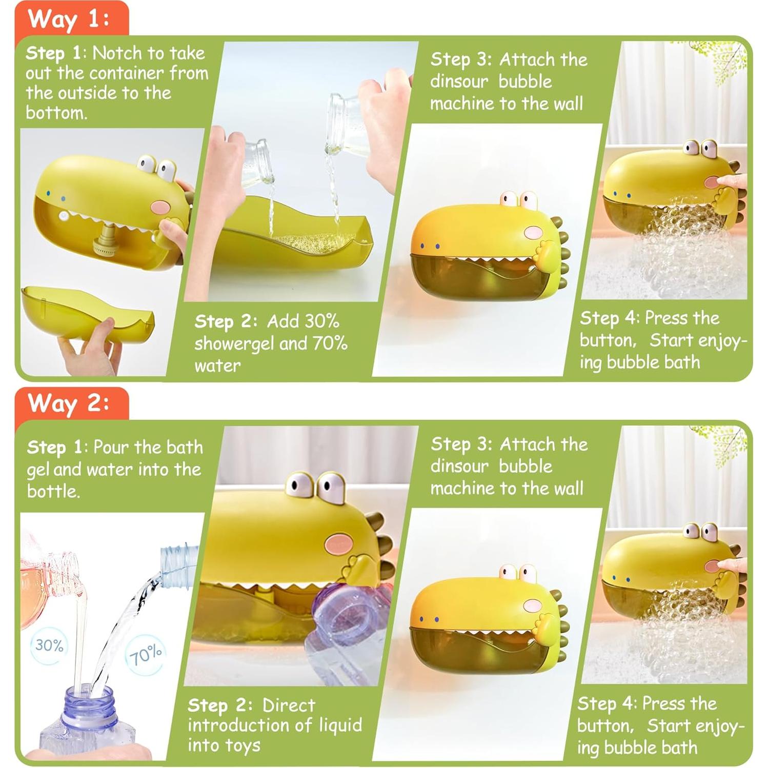 Juguetes de baño dinosaurio Grechi con burbujas y música