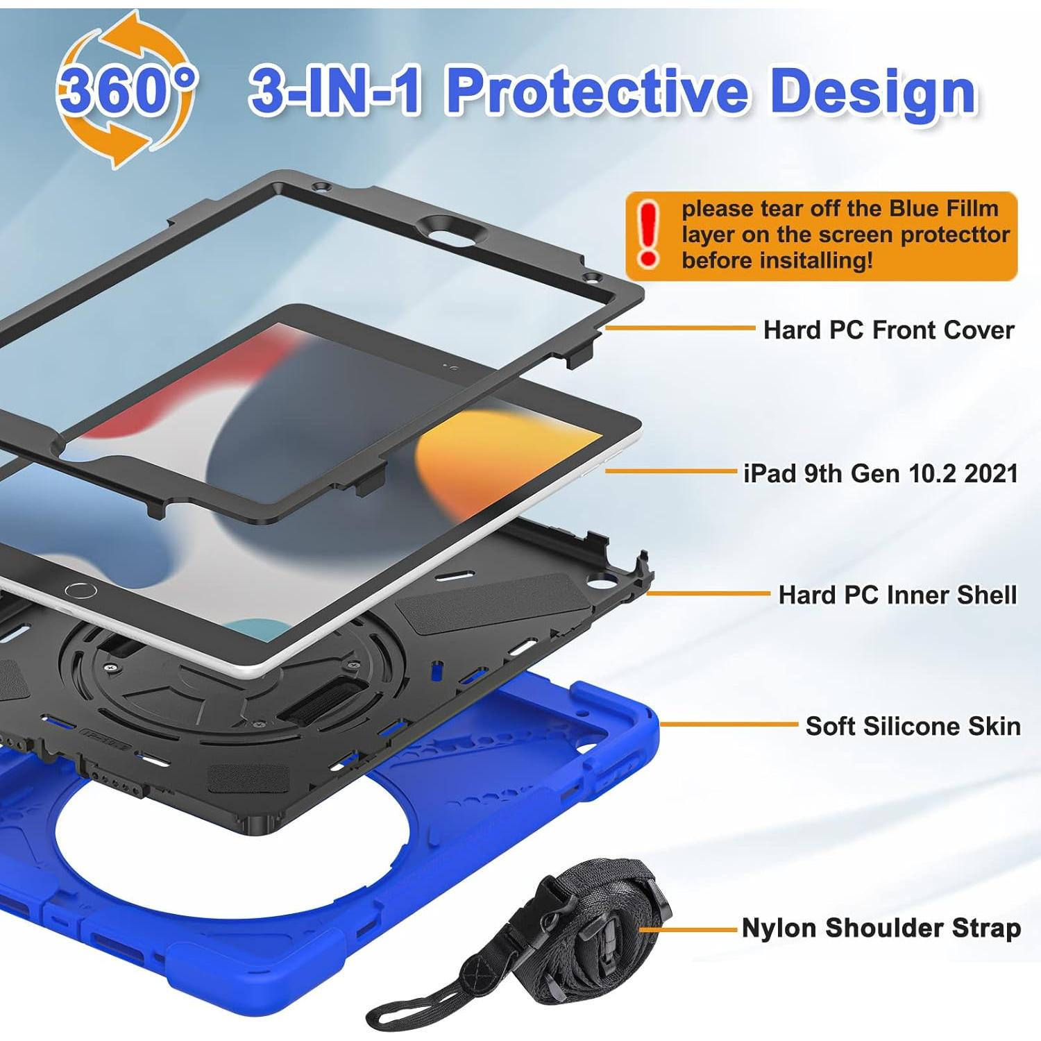 Funda Protectora BRAECNstock para iPad 10.2" 9na/8va/7ma Gen Azul