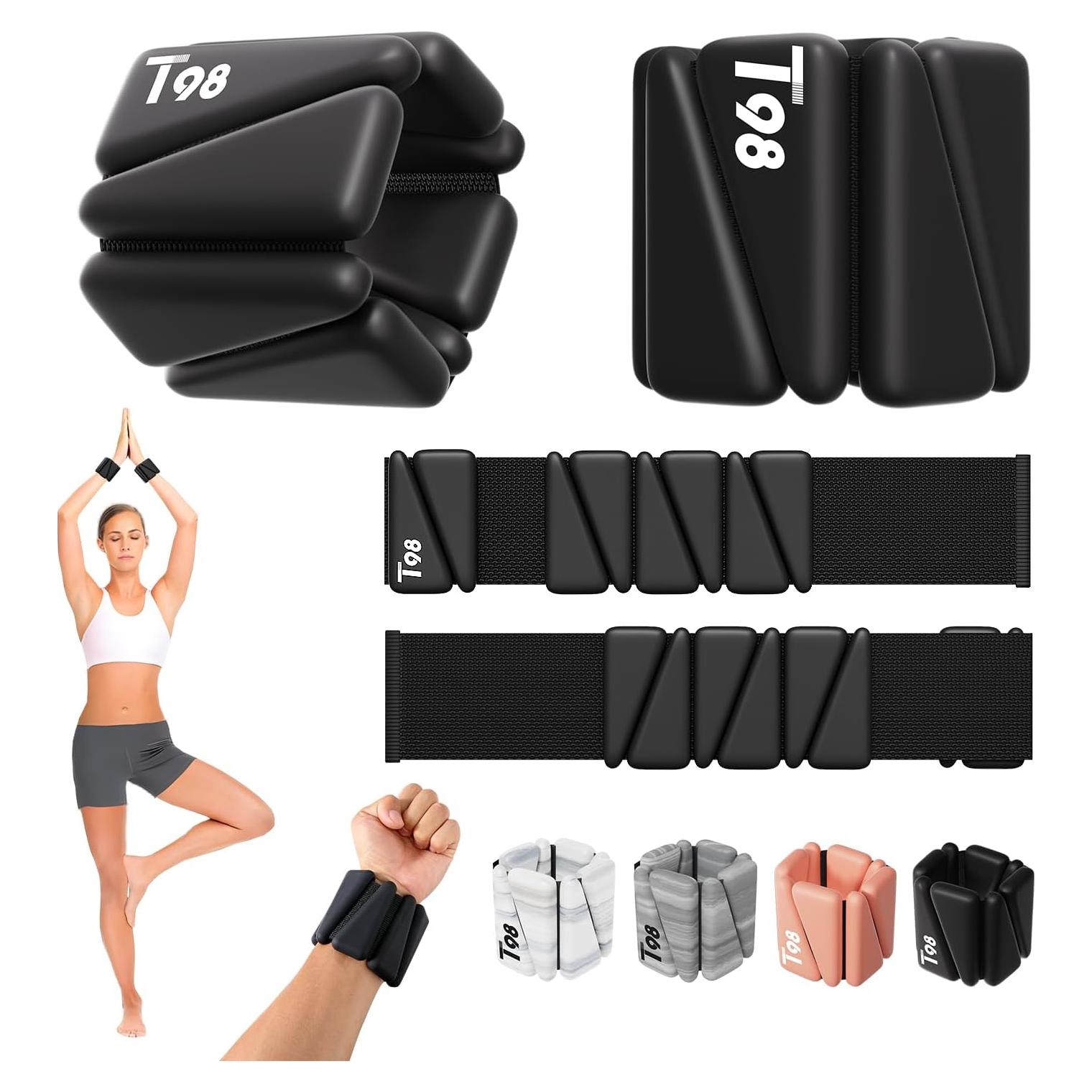 T98 Wrist & Ankle Weights for Women Men, Wearable Wrist Weights Set of 2(1Lbs Each), Adjustable Arm Leg Bracelet Weights for Strength Training, Aerobics, Barre, Suit for Home Outdoor Workout