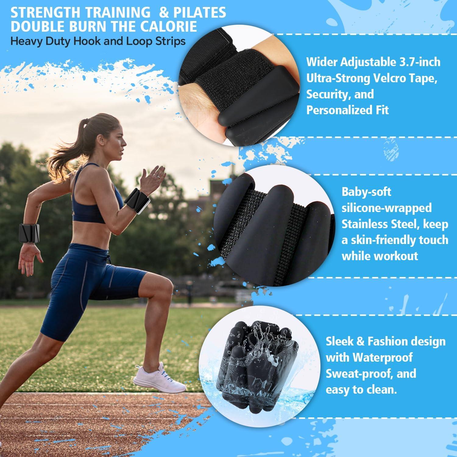 T98 Wrist & Ankle Weights for Women Men, Wearable Wrist Weights Set of 2(1Lbs Each), Adjustable Arm Leg Bracelet Weights for Strength Training, Aerobics, Barre, Suit for Home Outdoor Workout