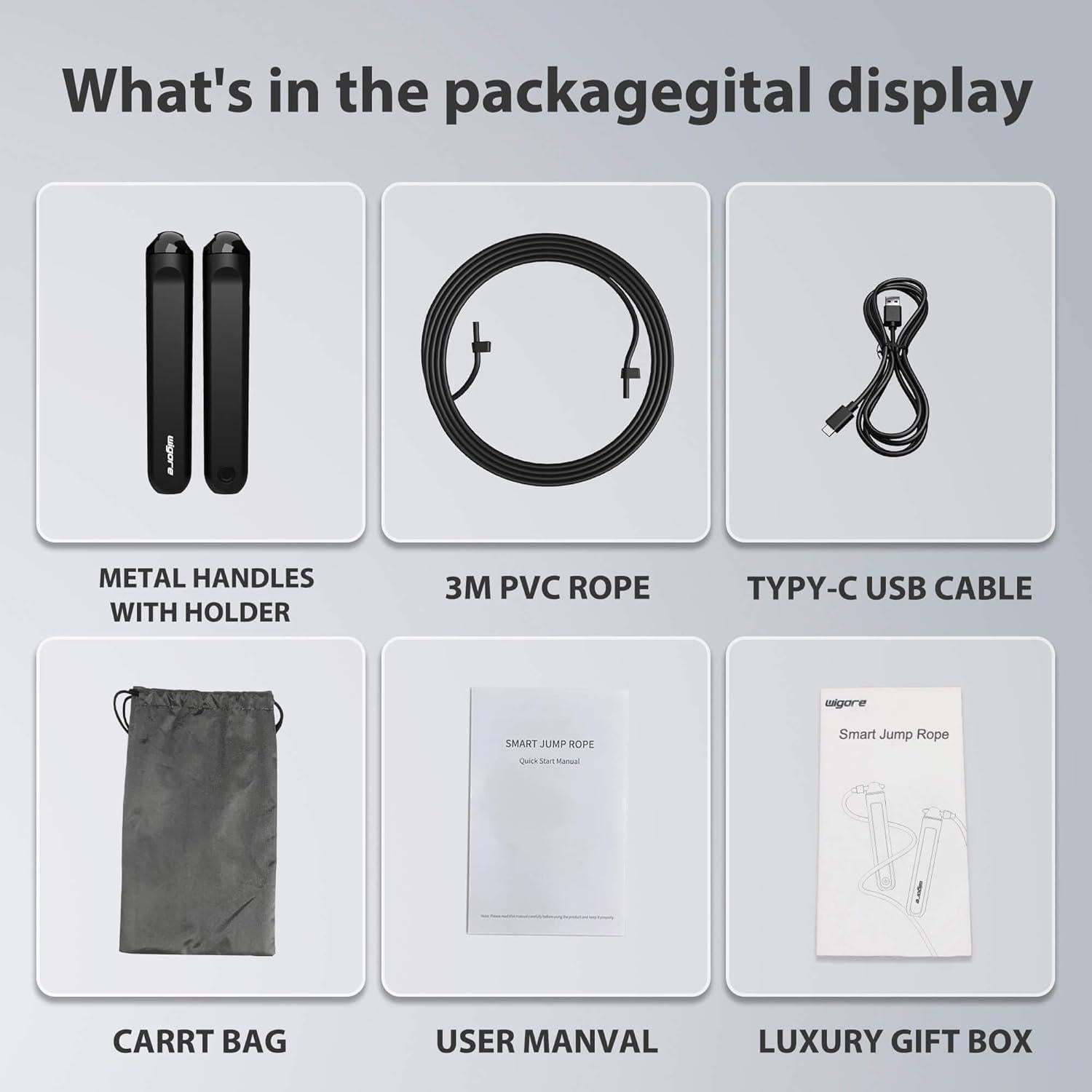 Cuerda de Salto Rápida Wigore con Contador y App - 3m