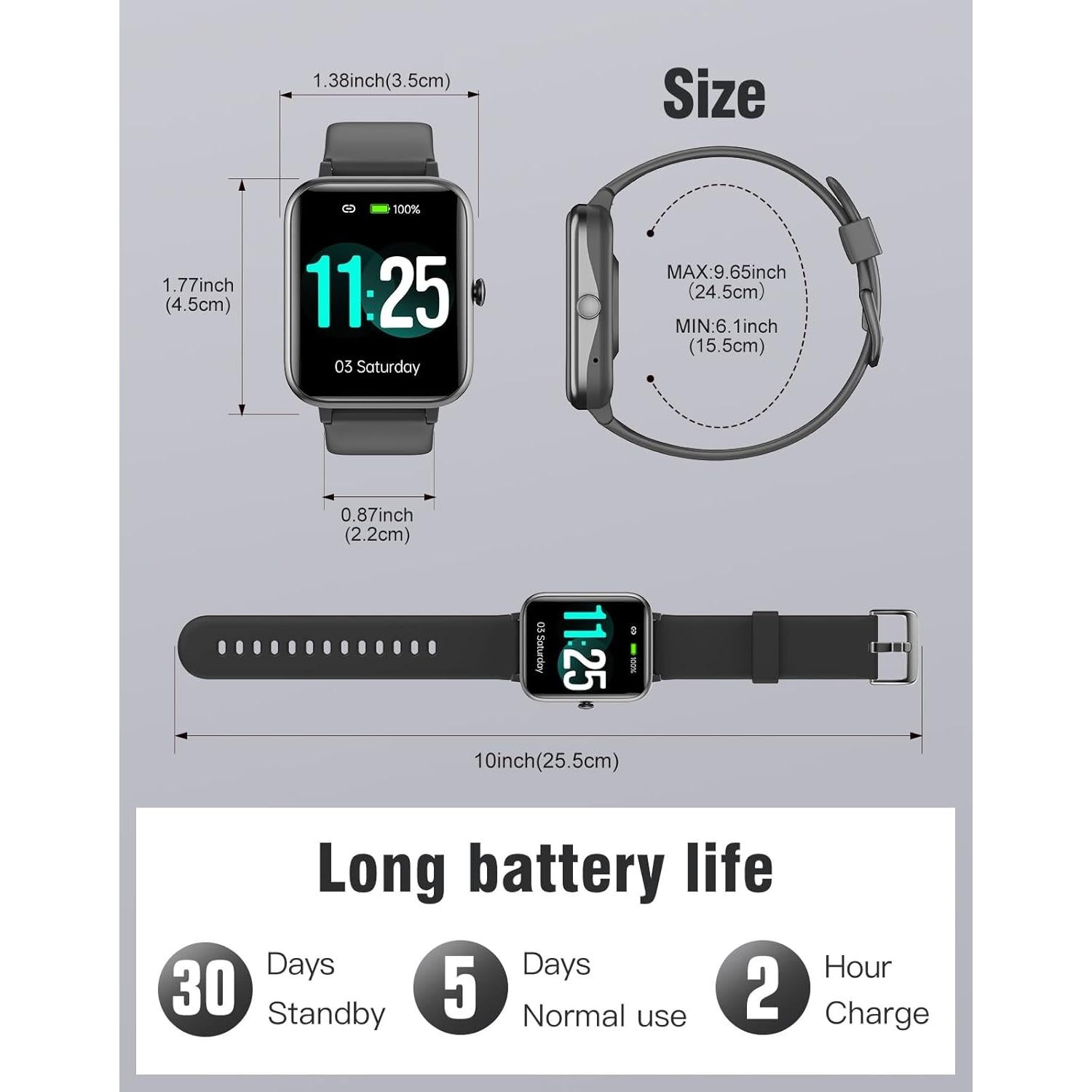 Reloj Inteligente ASIAMENG 1.85" Fitness IP68 Negro