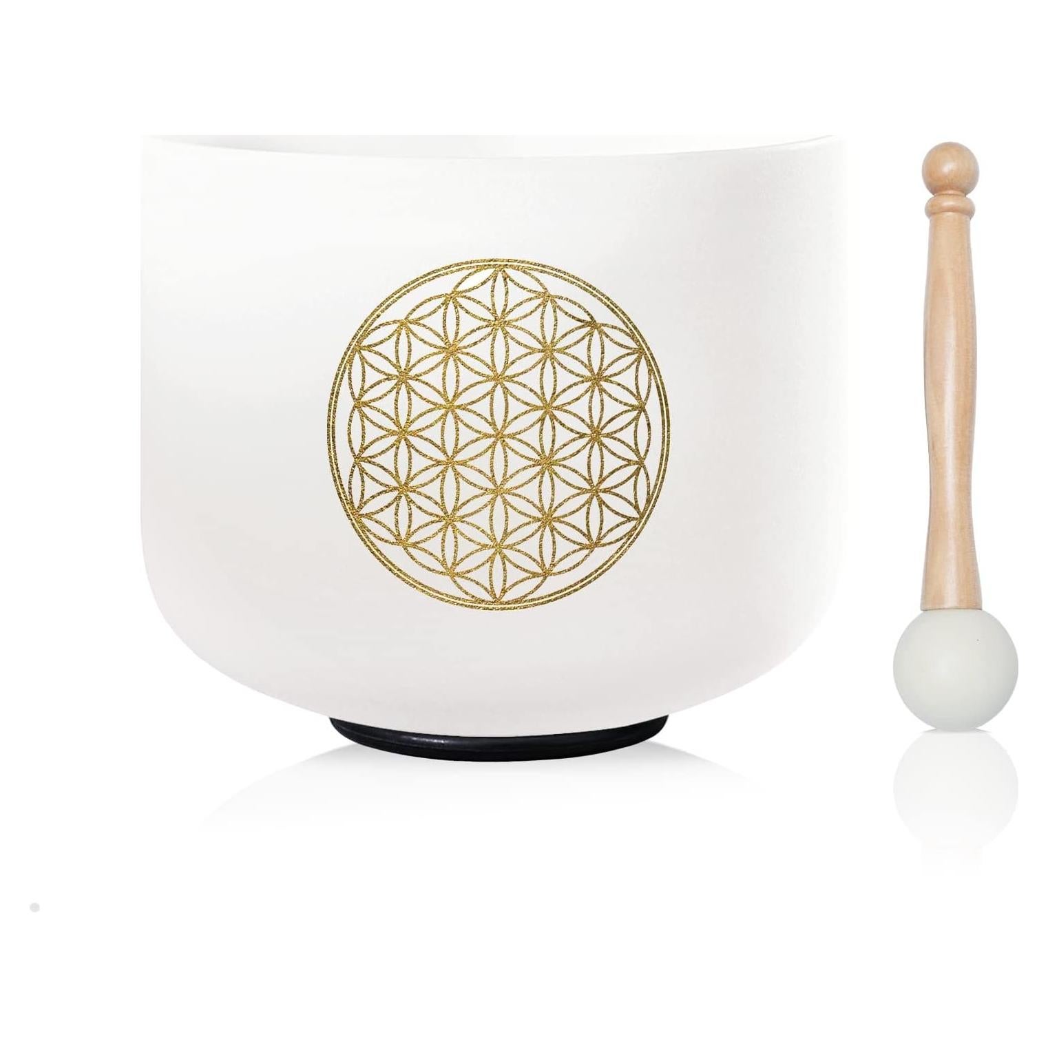 528HZ C Note 8 Inch Flower Of Life Crystal Singing Bowl Meditation Sound Bath Sound Healing Chakra Singing Bowl