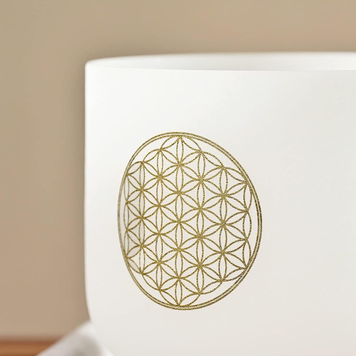 528HZ C Note 8 Inch Flower Of Life Crystal Singing Bowl Meditation Sound Bath Sound Healing Chakra Singing Bowl