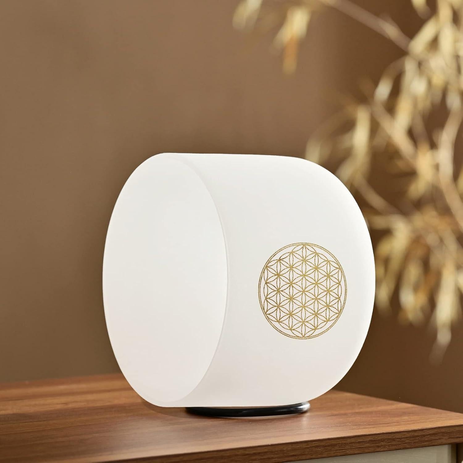 528HZ C Note 8 Inch Flower Of Life Crystal Singing Bowl Meditation Sound Bath Sound Healing Chakra Singing Bowl