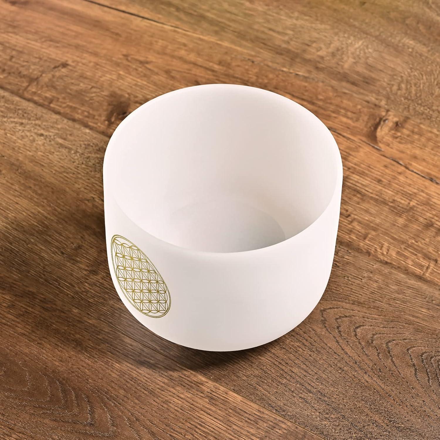 528HZ C Note 8 Inch Flower Of Life Crystal Singing Bowl Meditation Sound Bath Sound Healing Chakra Singing Bowl