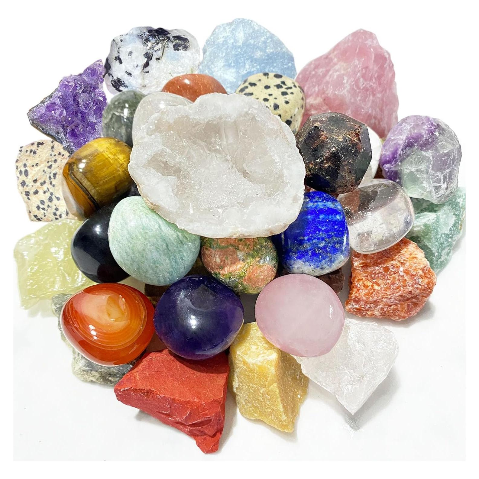 15 Pcs Mystery Crystals and Healing Stones, Natural Healing Crystals Surprise Gift Set for Meditation, Reiki, Home Decor