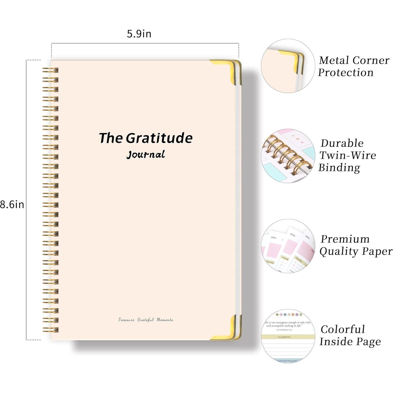 Diario de Gratitud Kamoy A5 Beige - 5 Minutos de Reflexión