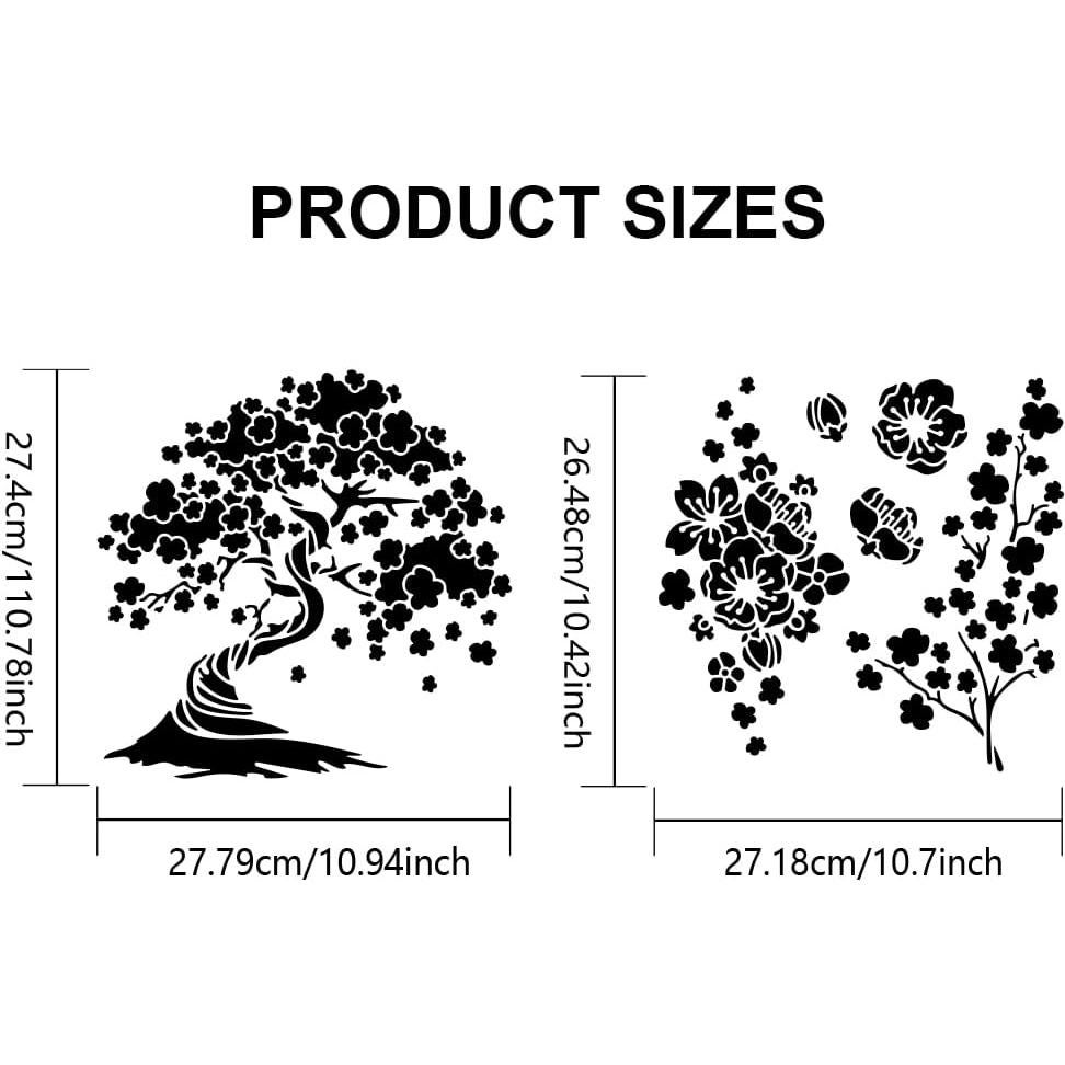 Plantillas de Flores de Cerezo MAYJOYDIY 30x30cm 2pcs con Pincel