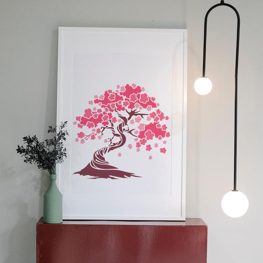 Plantillas de Flores de Cerezo MAYJOYDIY 30x30cm 2pcs con Pincel