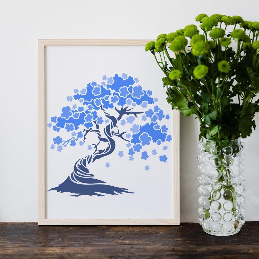 Plantillas de Flores de Cerezo MAYJOYDIY 30x30cm 2pcs con Pincel