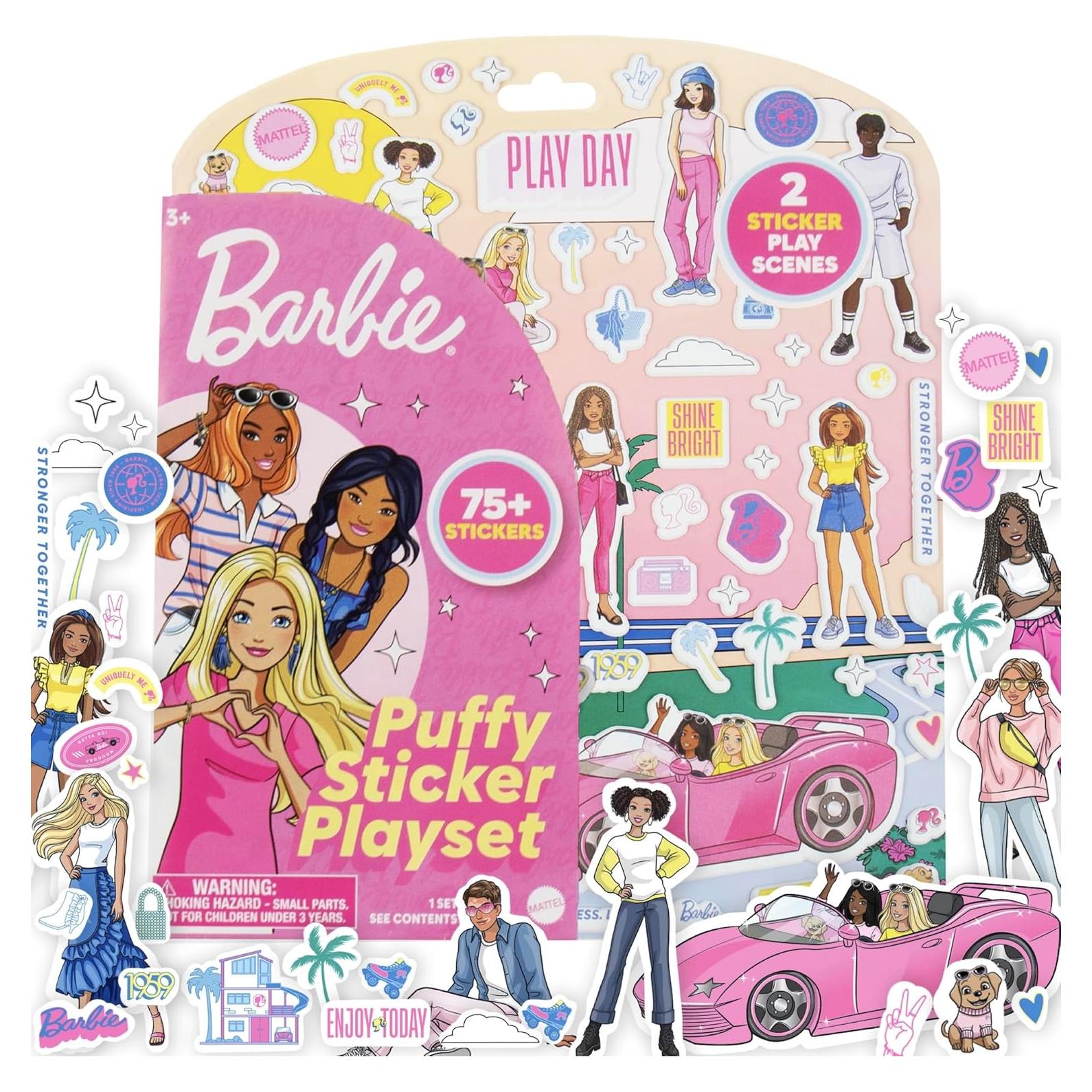 Juego de Stickers Puffy Barbie Horizon Group USA - 75 Stickers Reutilizables