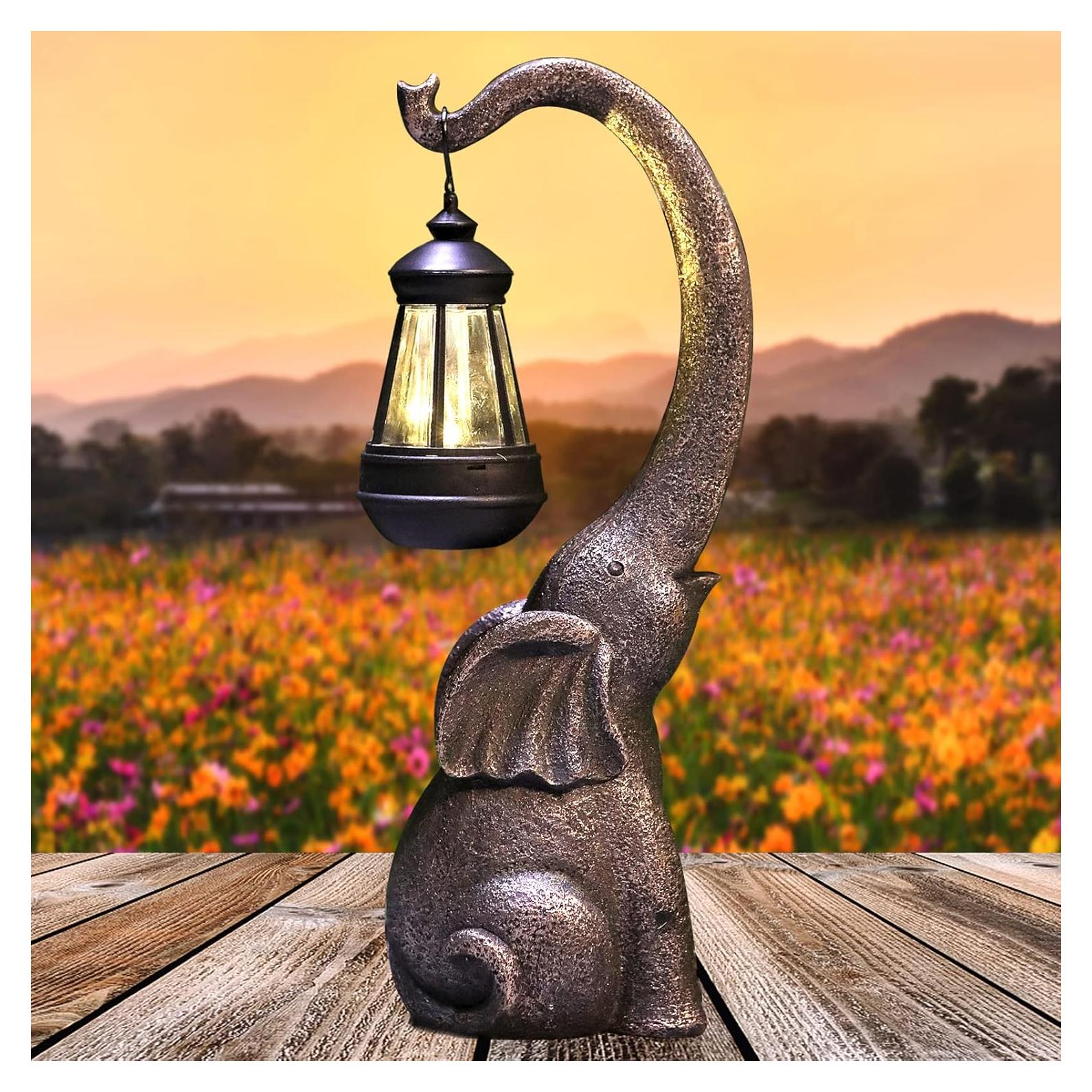 Estatua de Jardín Elefante Solar IVCOOLE 38 cm Decoración