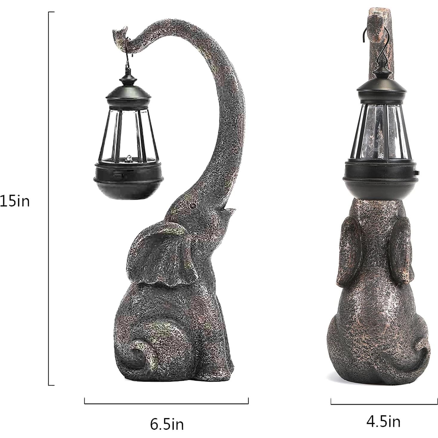 Estatua de Jardín Elefante Solar IVCOOLE 38 cm Decoración