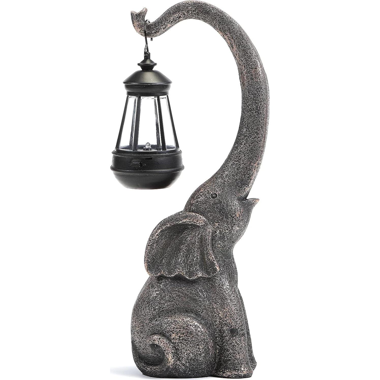 Estatua de Jardín Elefante Solar IVCOOLE 38 cm Decoración