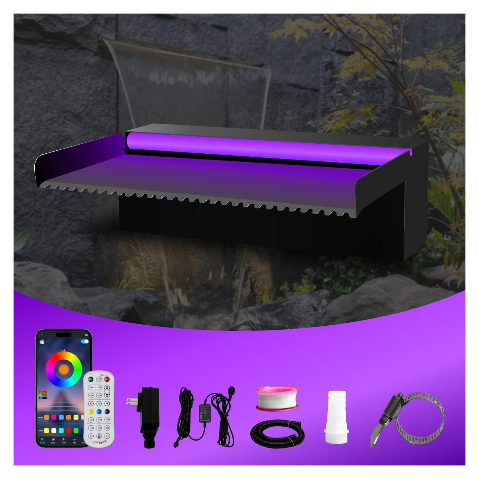 Cascada de Agua Iluminada Pamopamo 30x19.8x9.9cm Acero Inoxidable