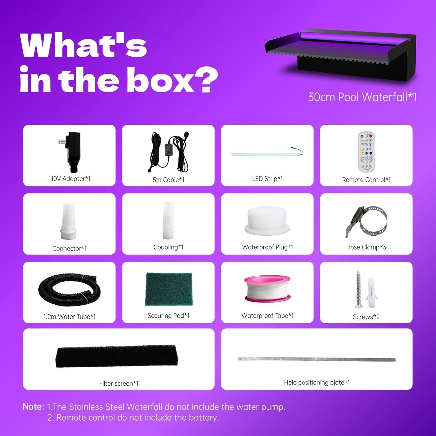 Cascada de Agua Iluminada Pamopamo 30x19.8x9.9cm Acero Inoxidable