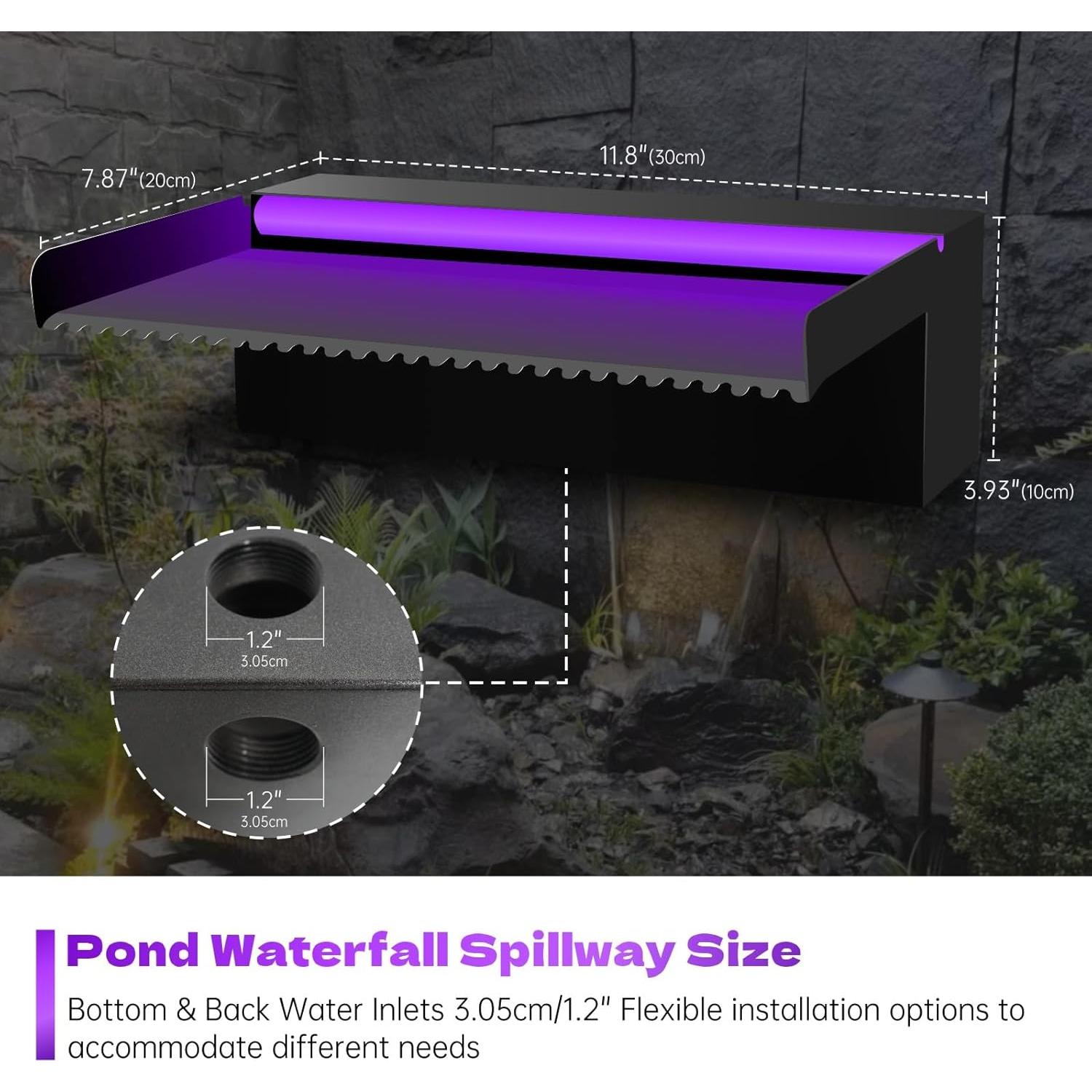 Cascada de Agua Iluminada Pamopamo 30x19.8x9.9cm Acero Inoxidable