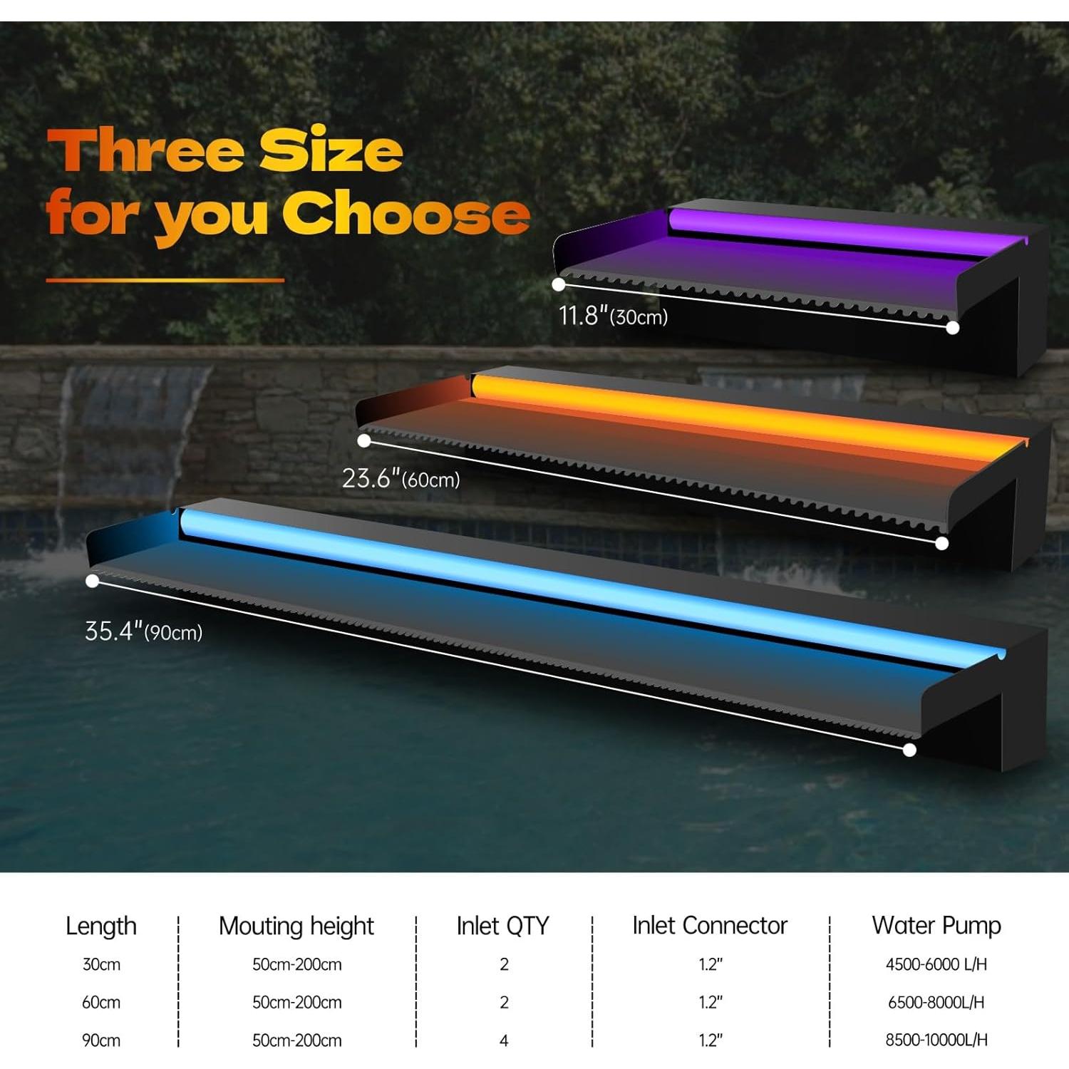 Cascada de Agua Iluminada Pamopamo 30x19.8x9.9cm Acero Inoxidable