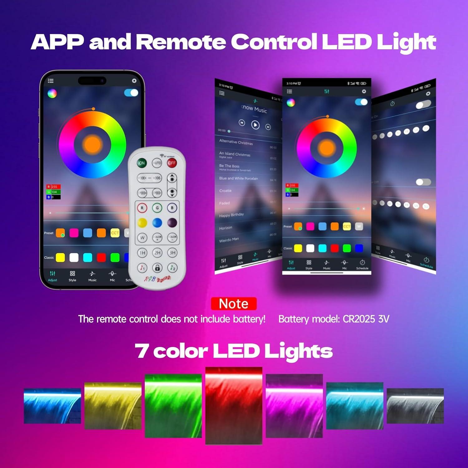 Cascada de Agua Iluminada Pamopamo 30x19.8x9.9cm Acero Inoxidable