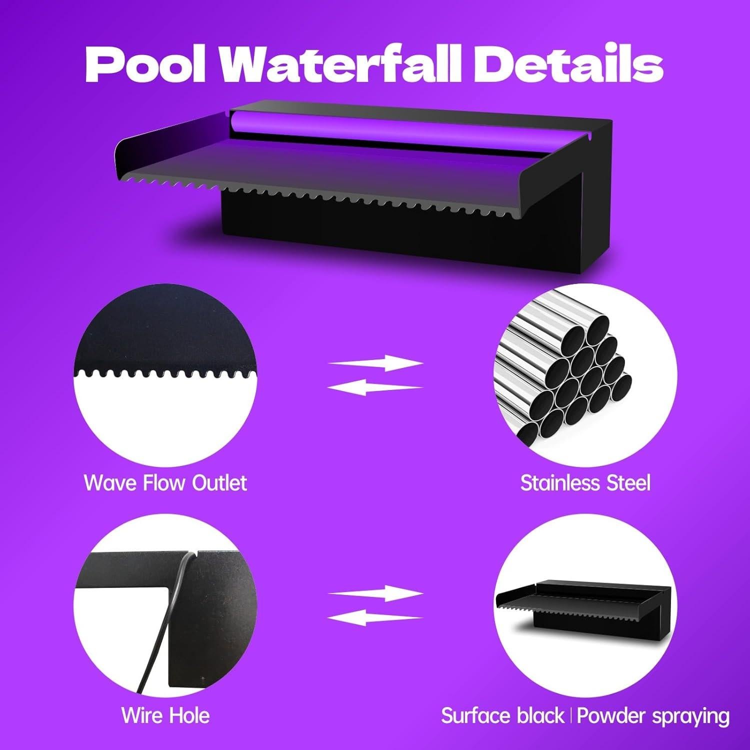 Cascada de Agua Iluminada Pamopamo 30x19.8x9.9cm Acero Inoxidable