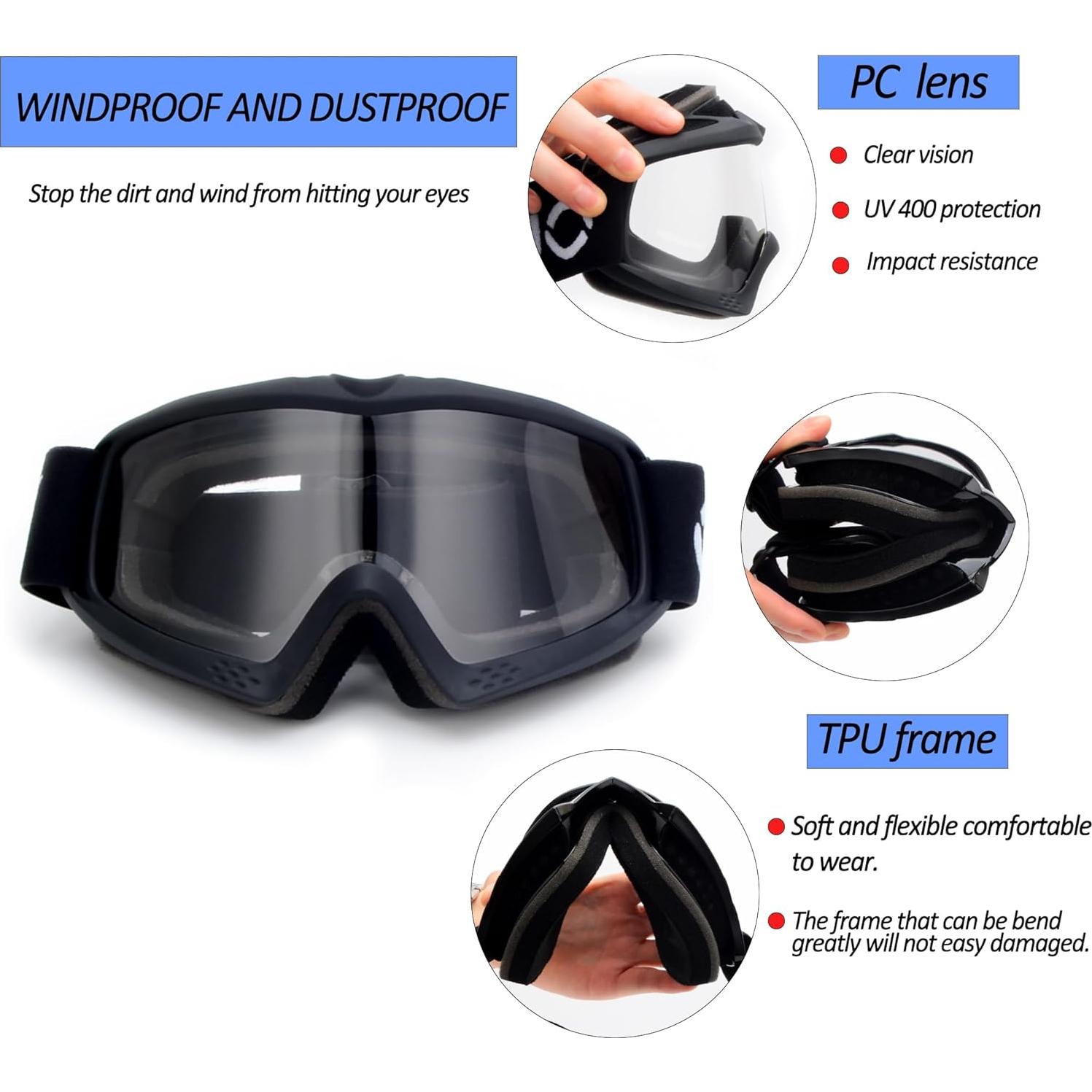 Gafas de Motocross para Niños y Jóvenes UV400 - Negro