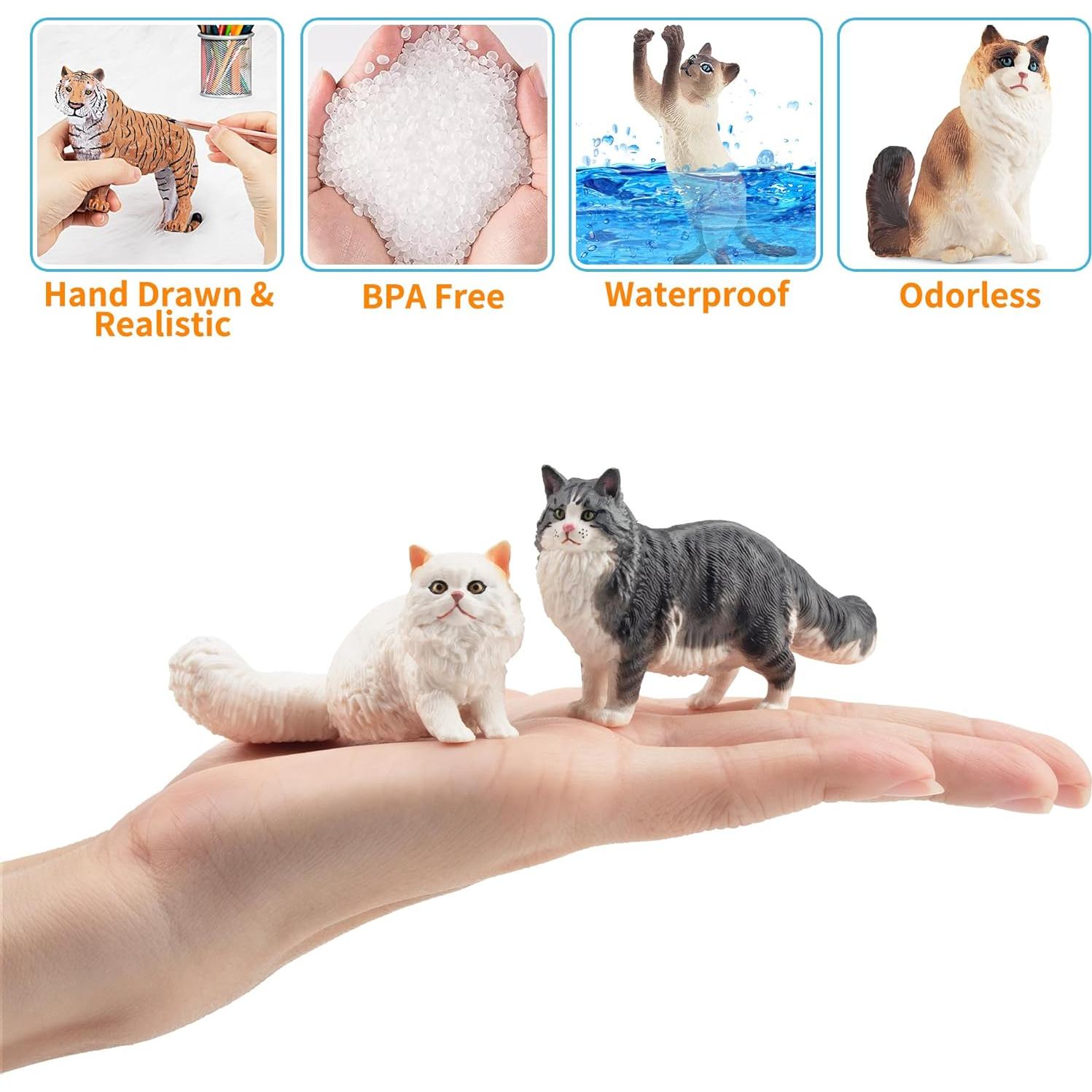 12 Figuras de Gato Realistas EYSCOTA Juguete Decorativo