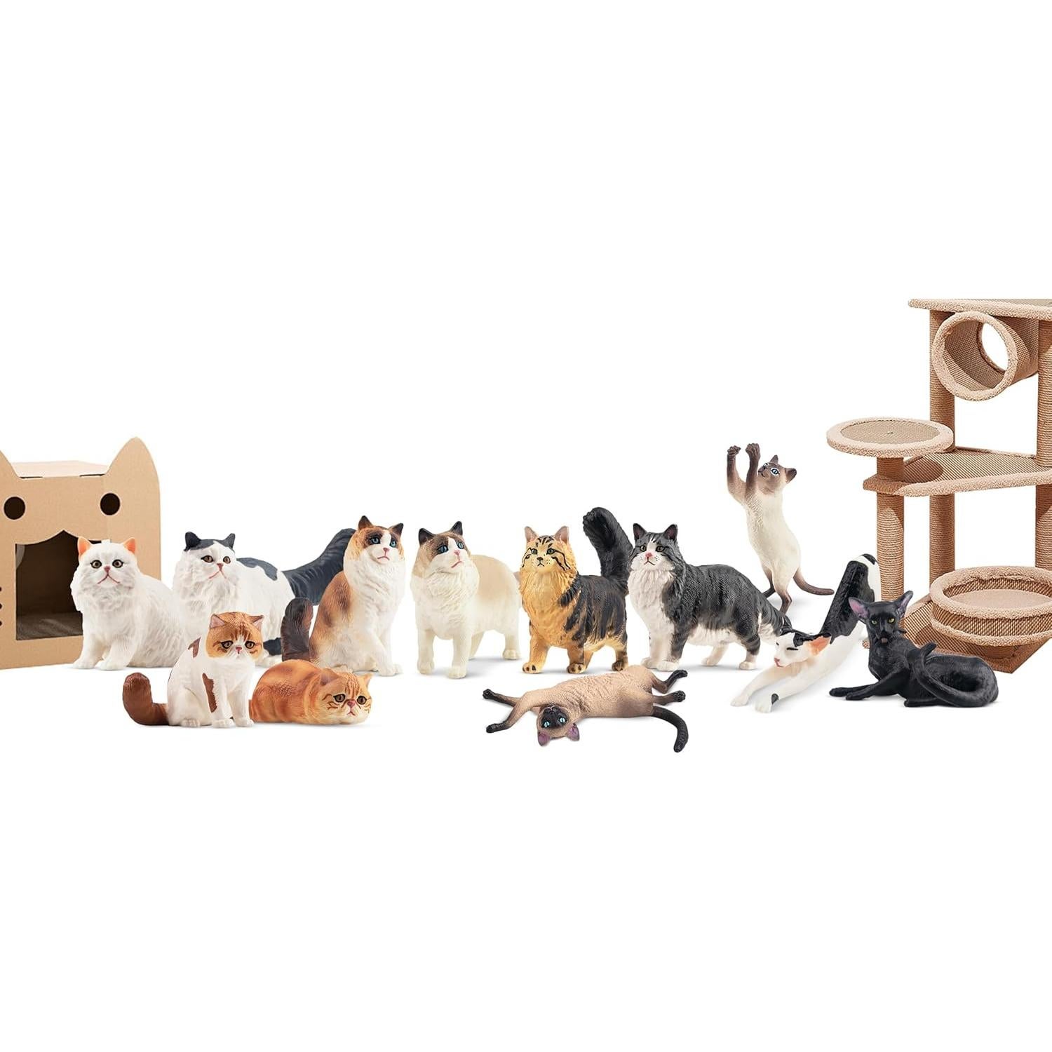 12 Figuras de Gato Realistas EYSCOTA Juguete Decorativo