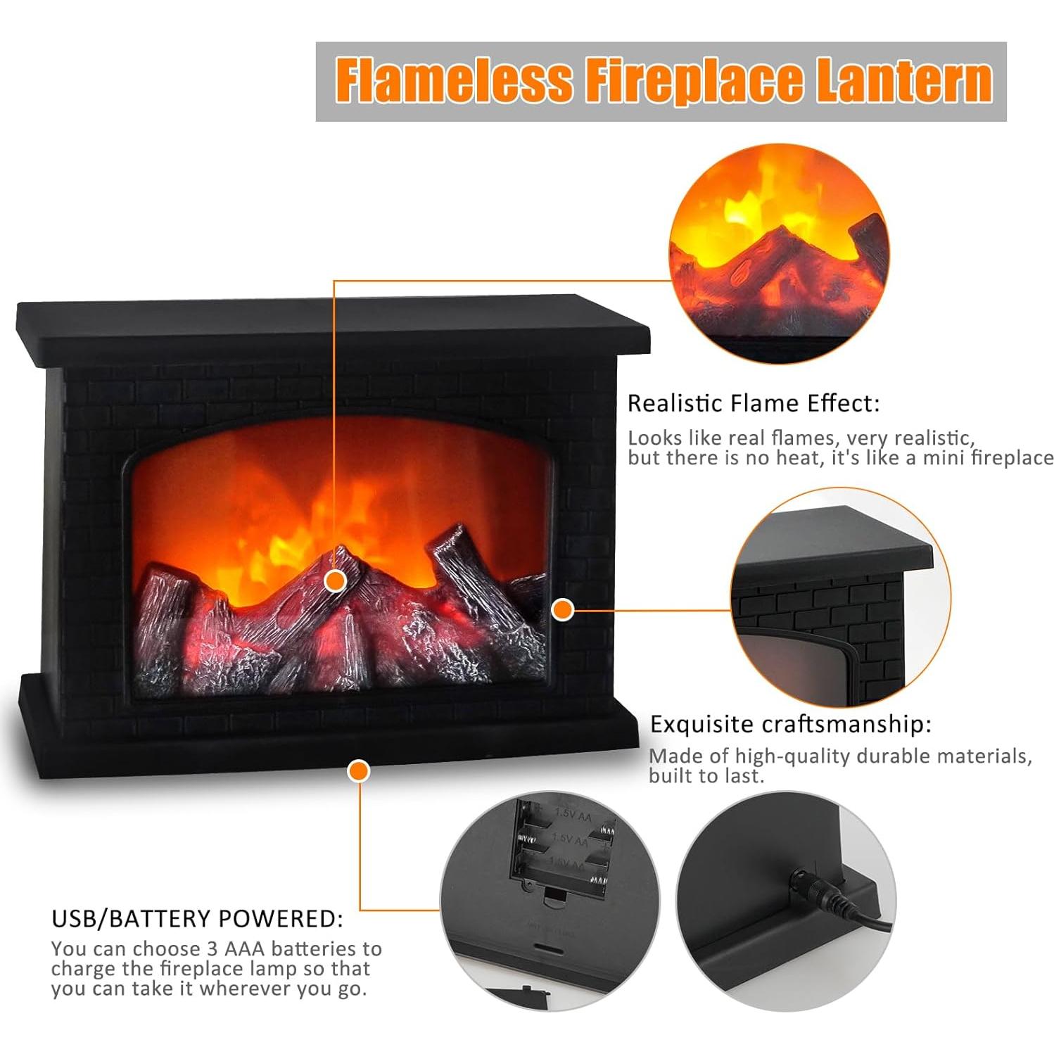 Linterna de Chimenea LED Bestview Grande Efecto Llama Negra