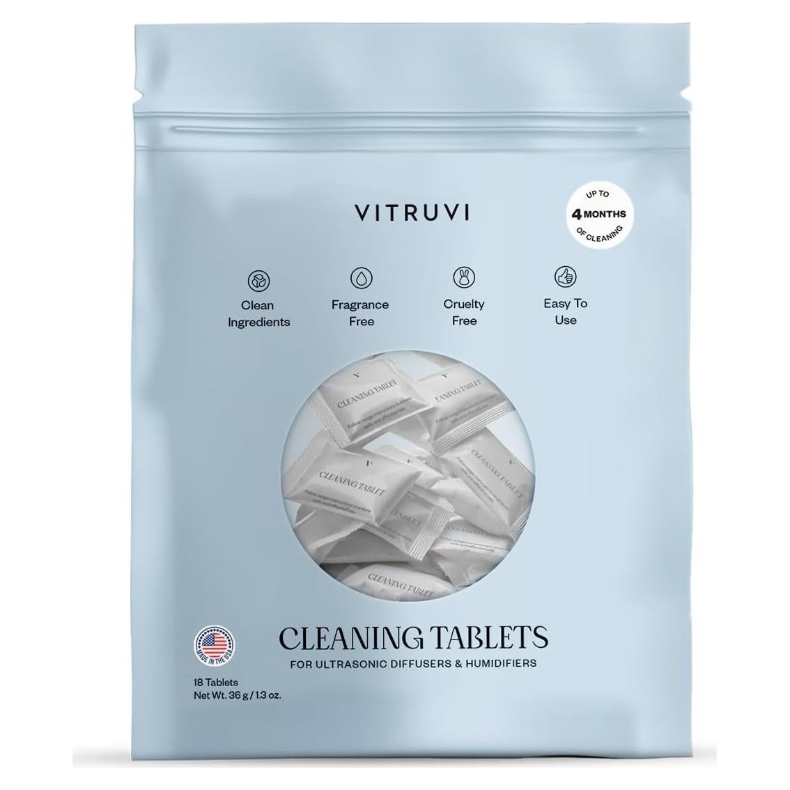 Tabletas de Limpieza Vitruvi para Difusores y Humidificadores - 18 Unidades