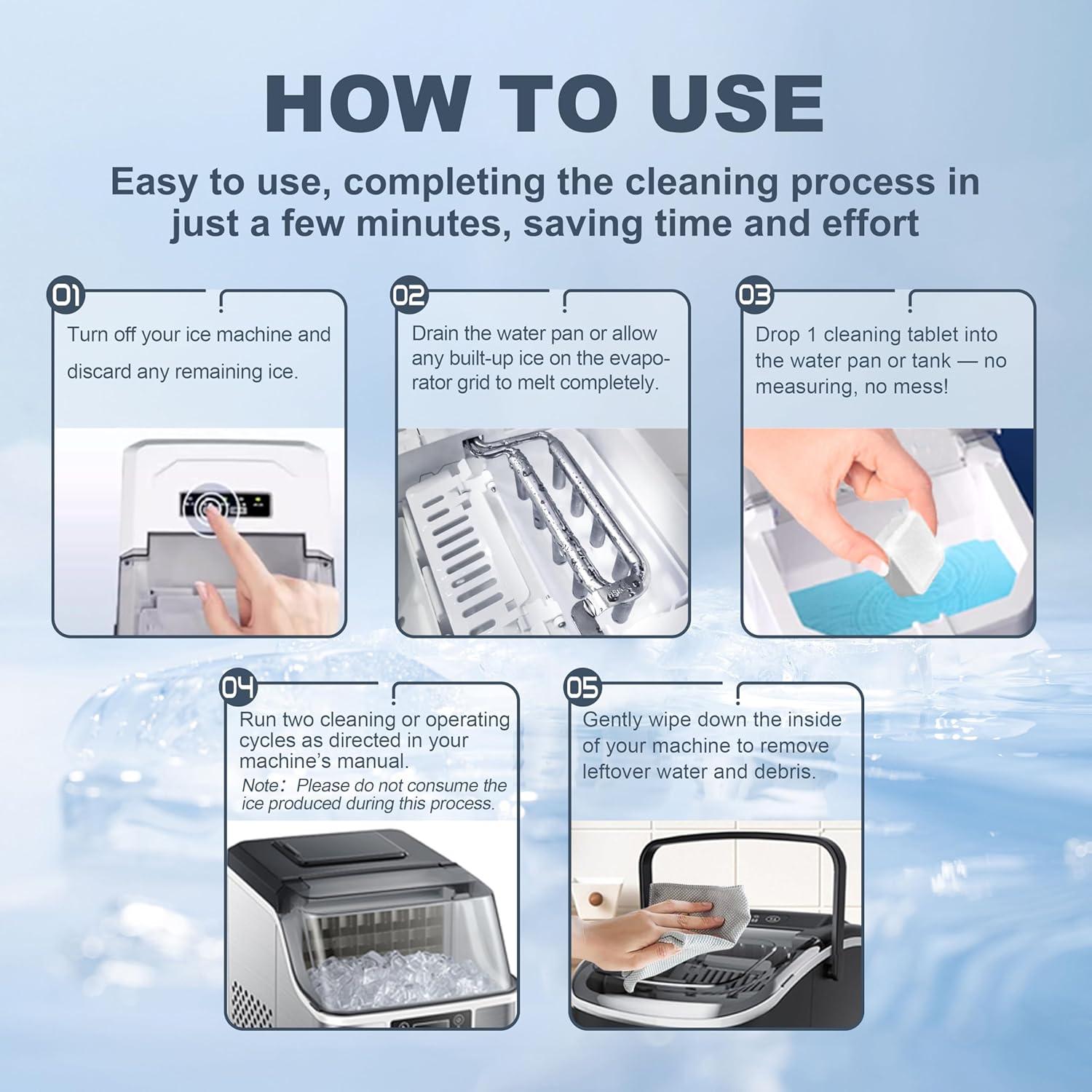 Limpiador de Máquina de Hielo Maebho - 24 Tabletas Sin Olor