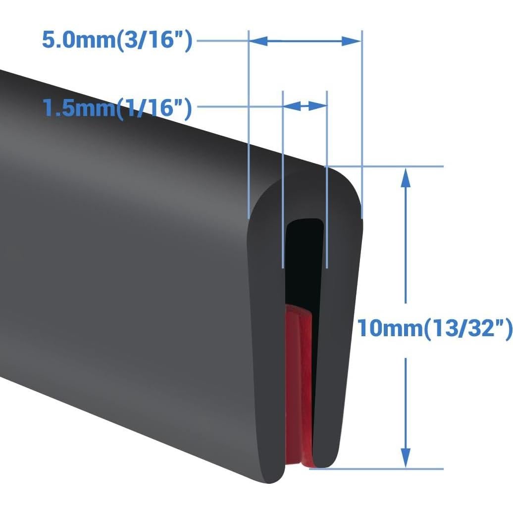 Bisel de goma autoadhesivo Protalwell 10 pies negro EPDM