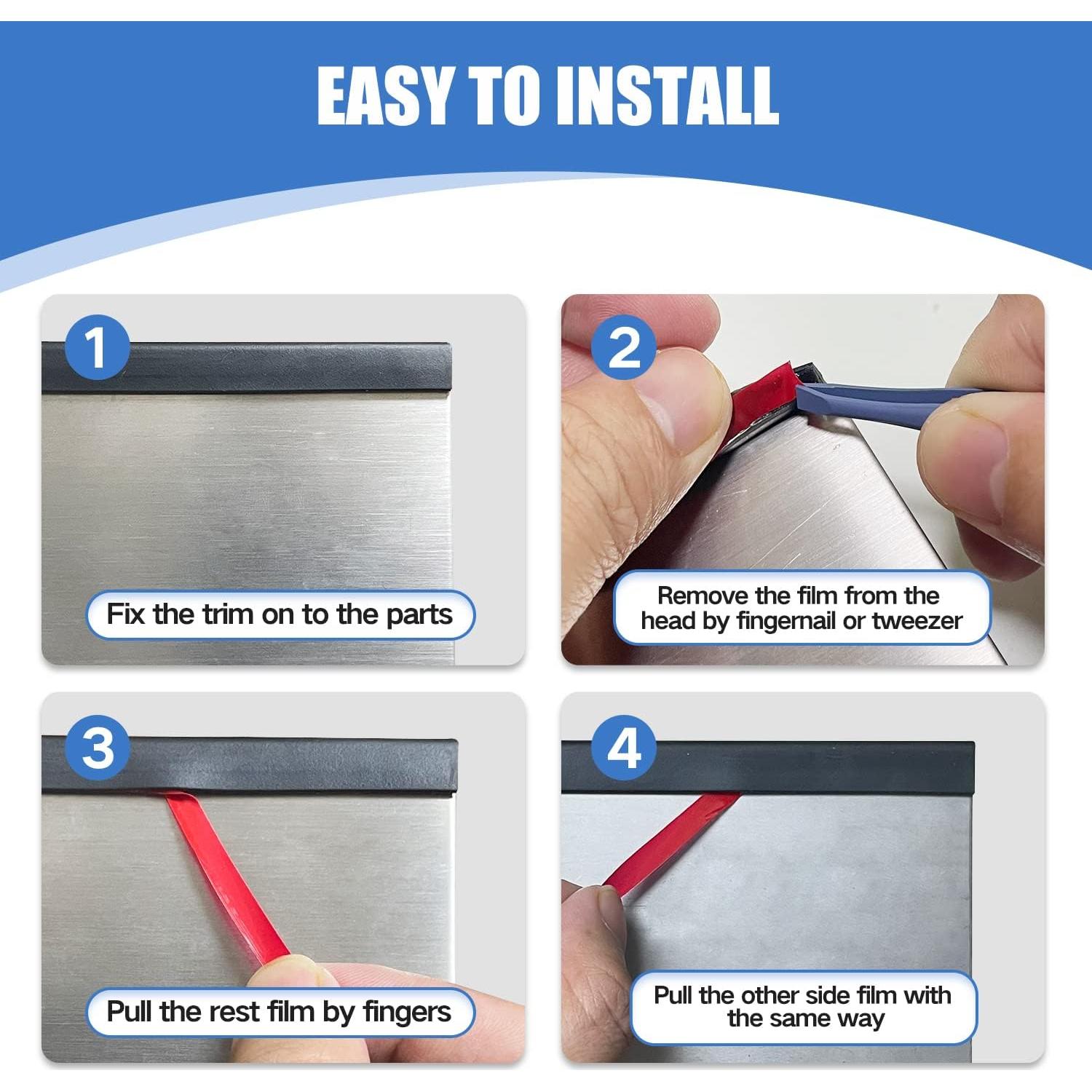 Bisel de goma autoadhesivo Protalwell 10 pies negro EPDM